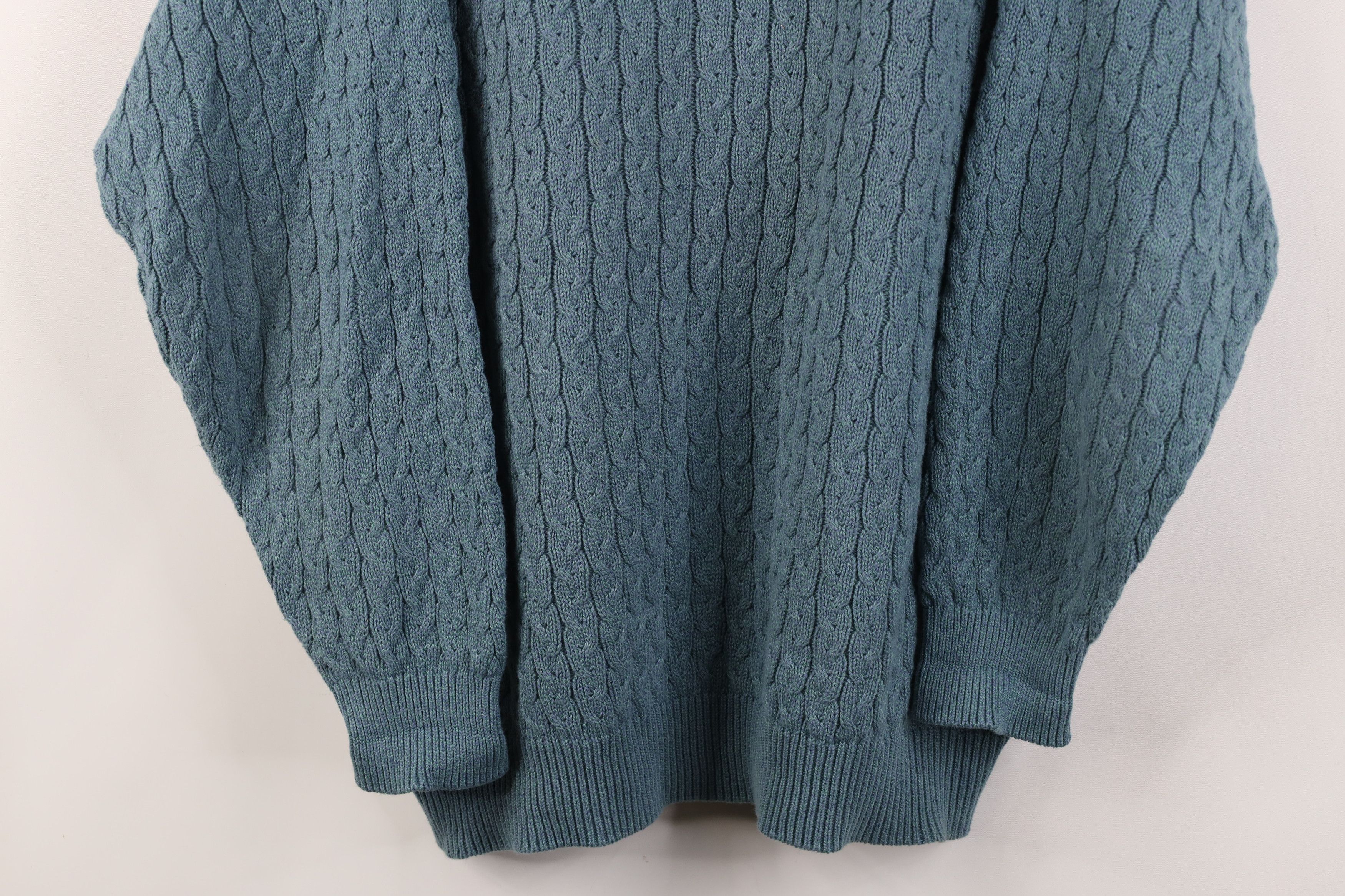 Vintage Vintage 90s Streetwear Cable Knit V-Neck Sweater Blue USA Size US XL / EU 56 / 4 - 3 Thumbnail