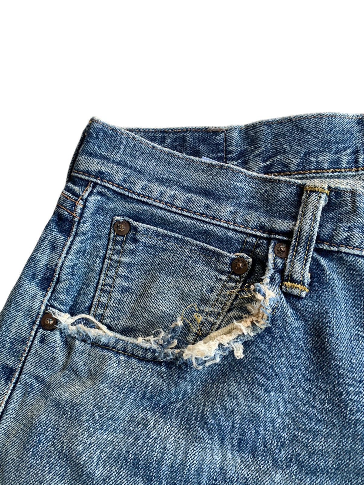 Kapital VINTAGE EDWIN 505 SELVEDGE FADED DISTRESSED DENIM 🎌☠️ Size US 29 - 17 Thumbnail