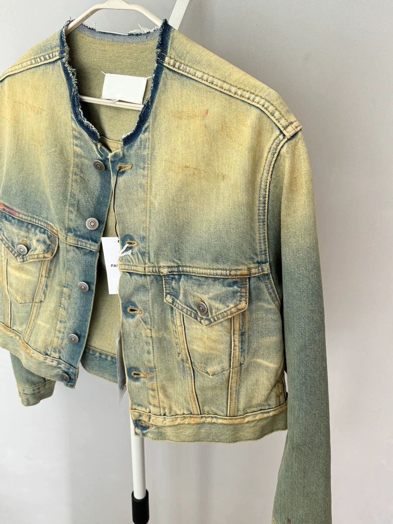 Maison Margiela Maison Margiela Fur-edged collarless old denim jacket 2501- Size US XXS / EU 40 - 7 Thumbnail