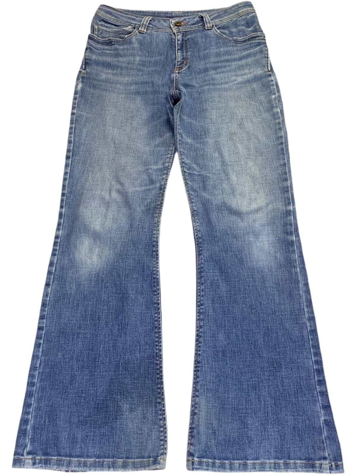 SALES🔥Vintage Japanese Brand Faded Blue Wash Flare Jeans