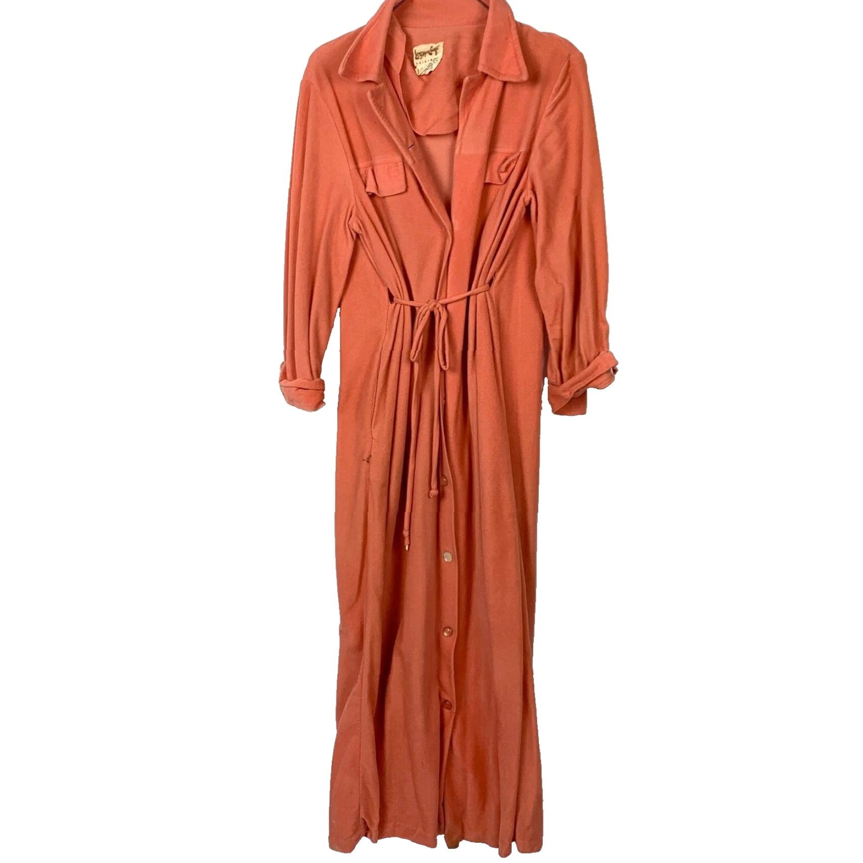 Velour VINTAGE Lounge Craft Shirt Empire Waist Velour Coral 1950s M Casual Womens/Mens Size M / US 6-8 / IT 42-44 - 2 Thumbnail