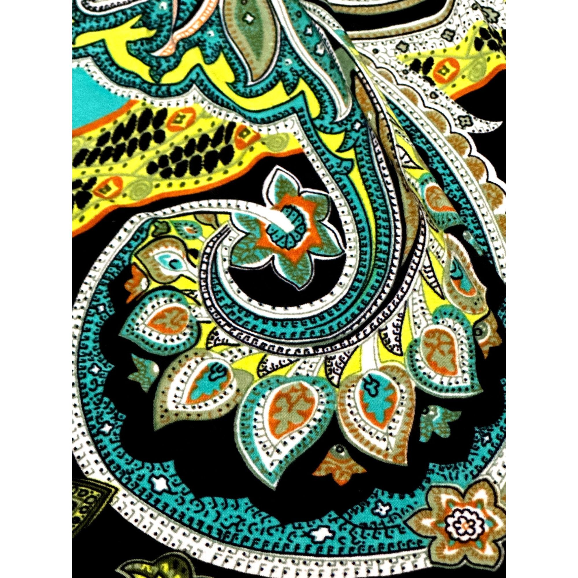 Other 5th Love Large Turquoise Lime Green Black Printed Boho Dress Size L / US 10 / IT 46 - 8 Thumbnail