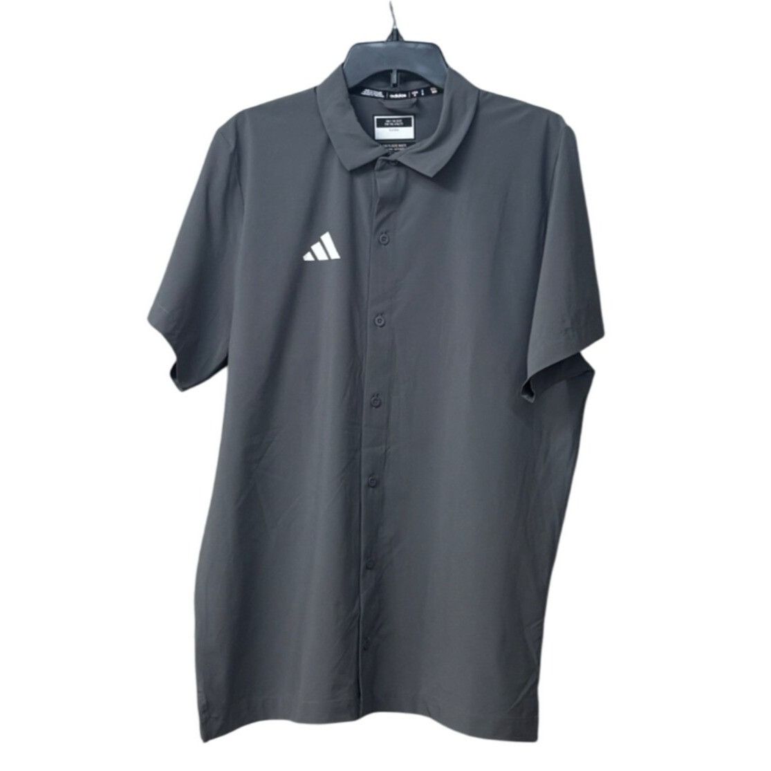 Adidas Adidas Men’s Short-Sleeve Button-Up Polo Shirt, Sz. M, Gray Size M / US 6-8 / IT 42-44 - 3 Thumbnail