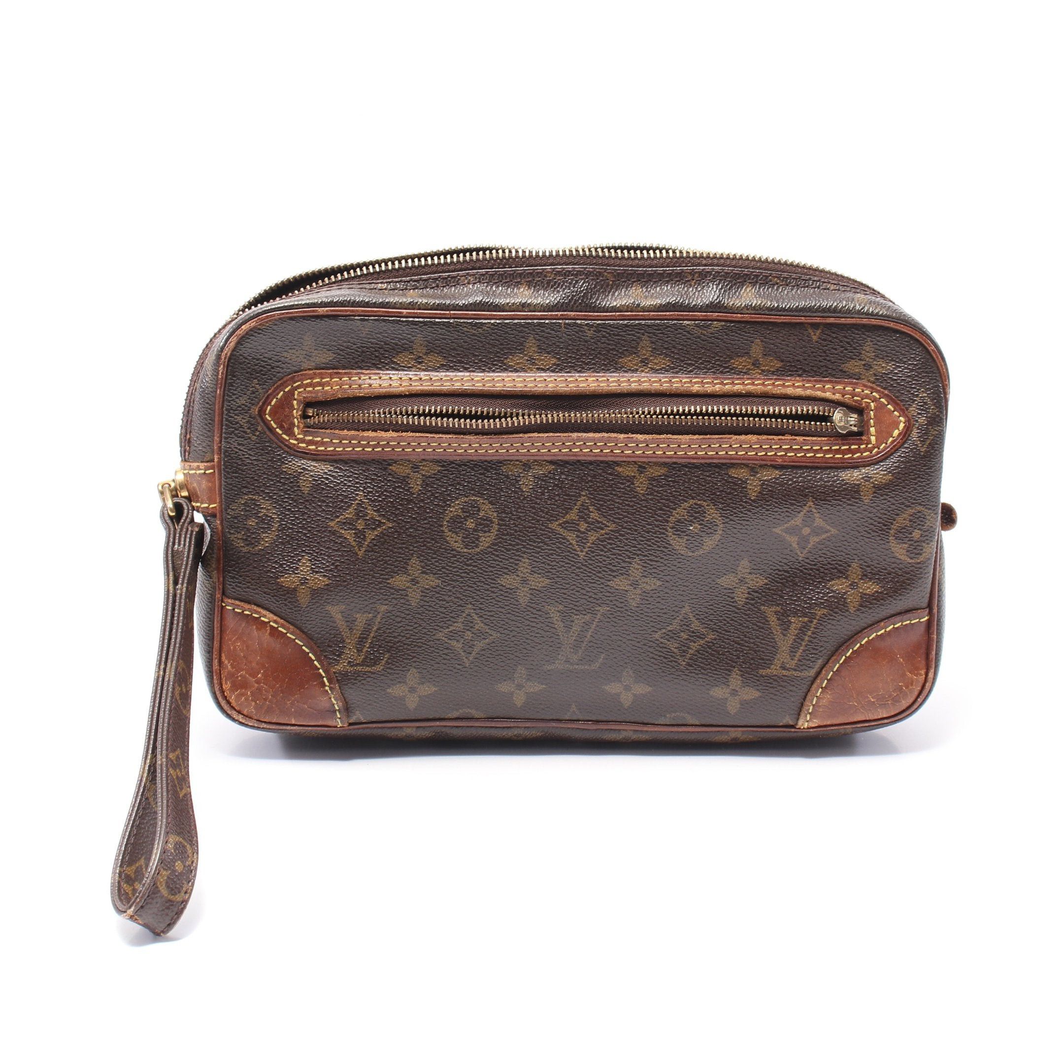 Louis Vuitton Marly Dragonne Monogram Clutch Bag Second Leather Brown