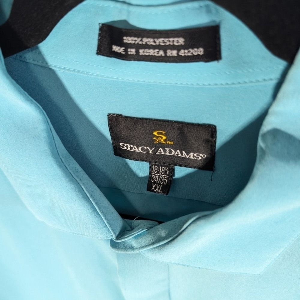 Stacy Adams Men's long sleeve blue button down party shirt XXL Stacy Ad Size US XXL / EU 58 / 5 - 3 Thumbnail