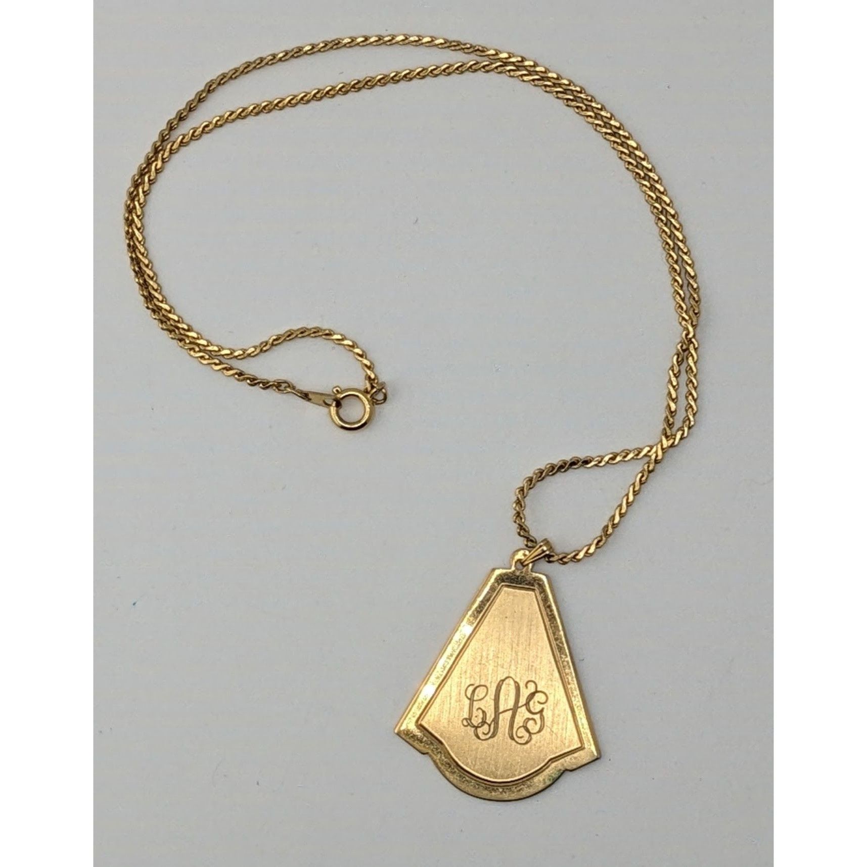 Other Vintage Art Deco Style LAG Monogram Engraved Gold-Tone Penda Size ONE SIZE - 4 Thumbnail