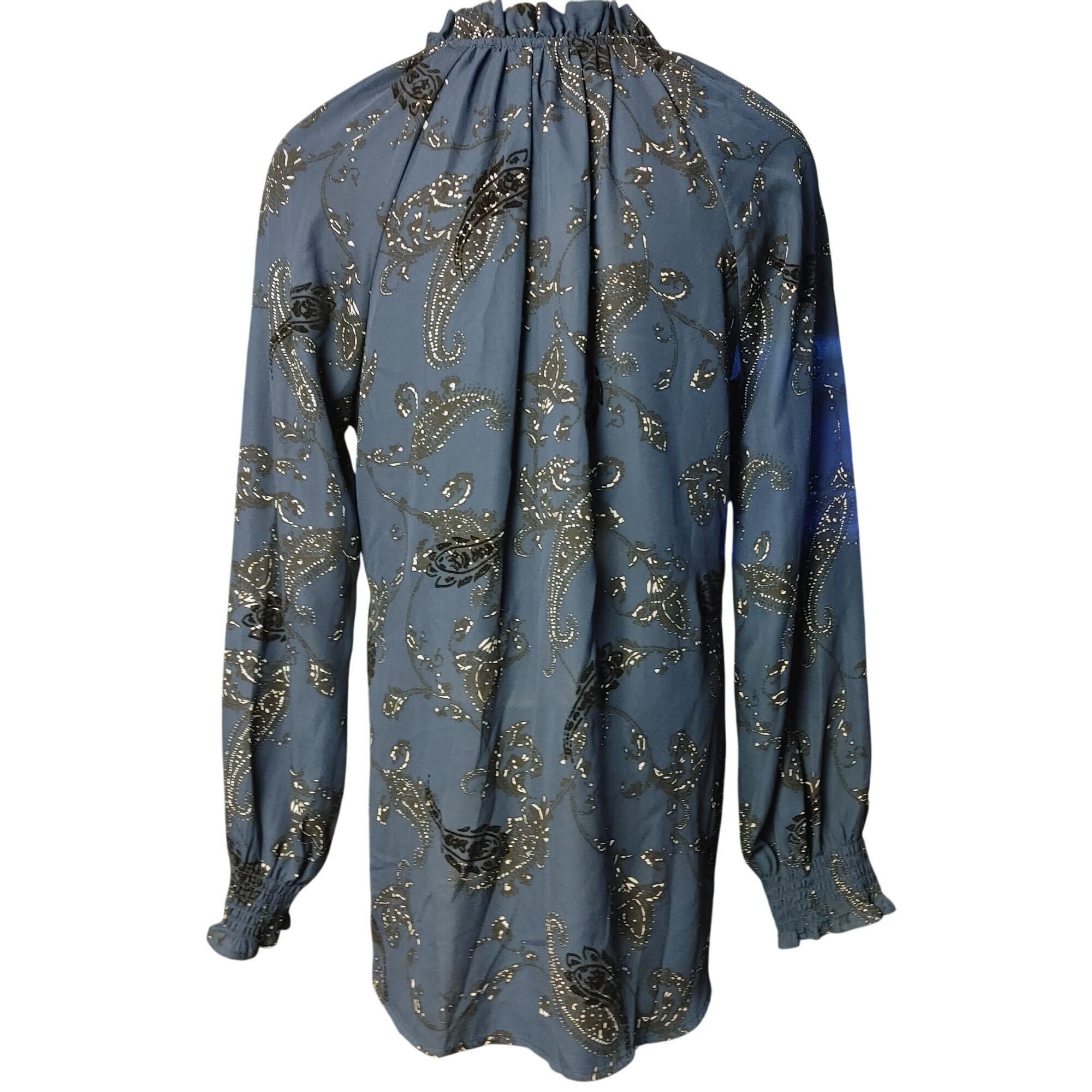 Other Time & Tru Women's Blue Floral Paisley Long Sleeve Blouse M Size M / US 6-8 / IT 42-44 - 2 Thumbnail