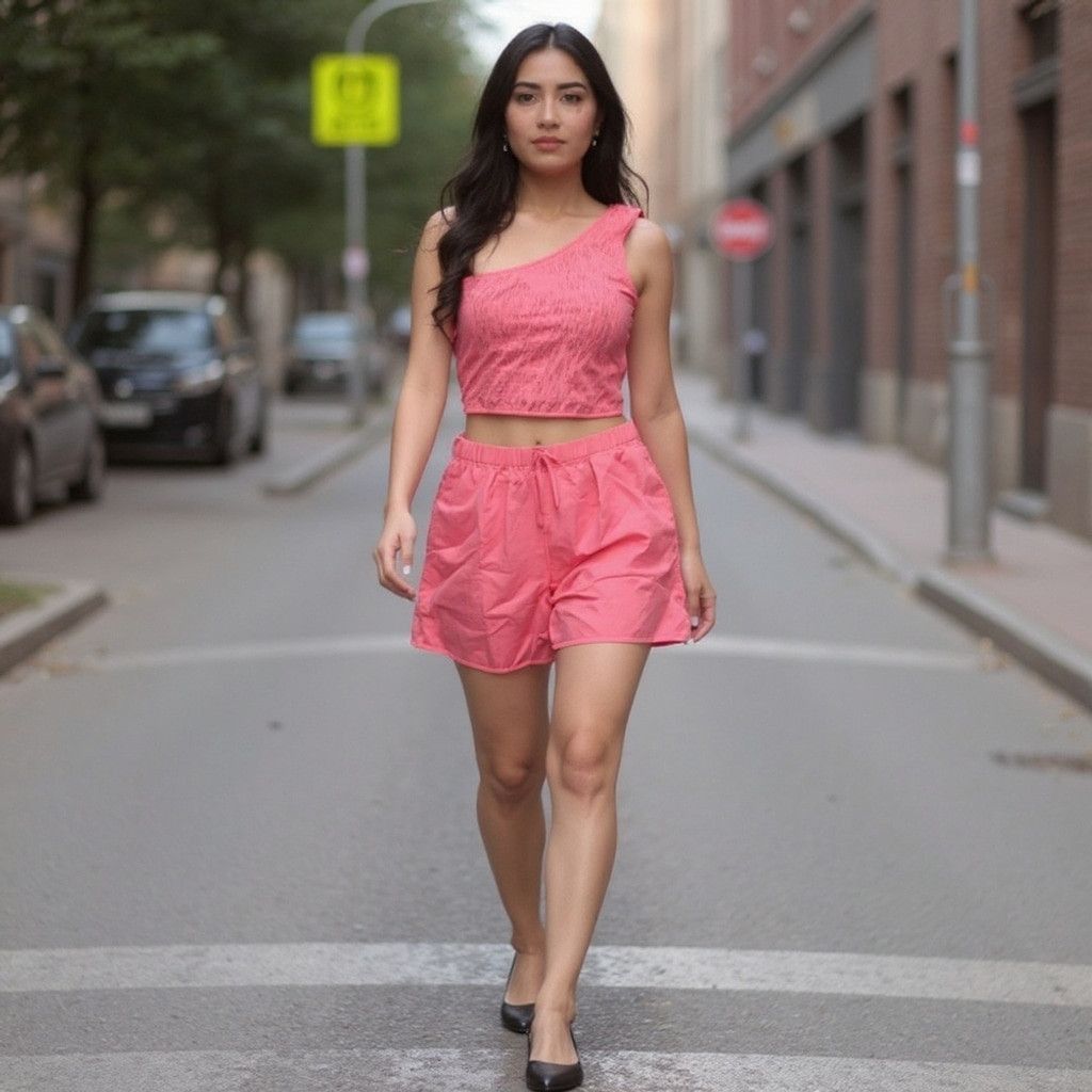 Other PrettyGarden 2 PC. Set One Shoulder Crop Top & Shorts Size L Size L / US 10 / IT 46 - 1 Thumbnail