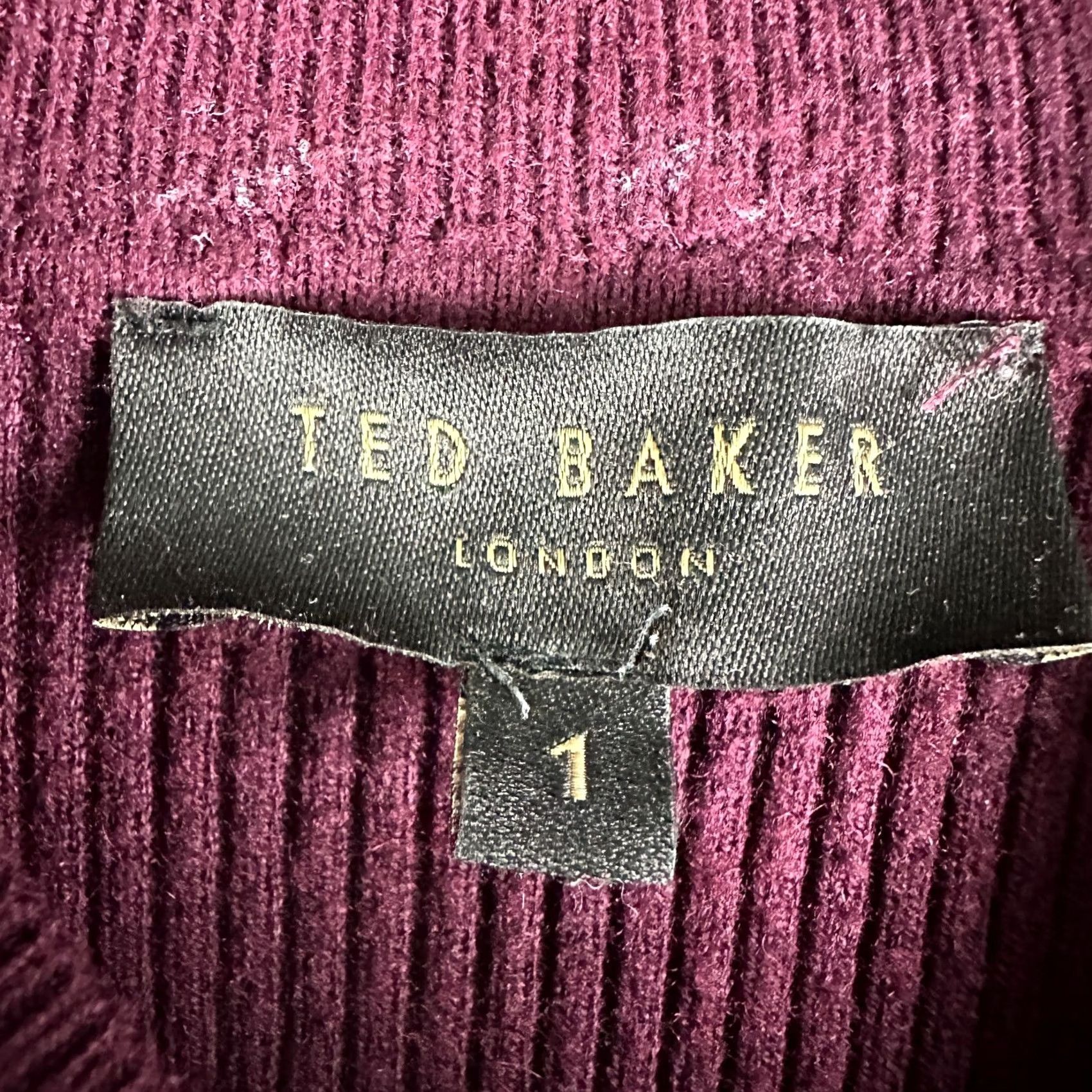 Ted Baker Ted Baker Sweater Womens US 4 Burgundy Ribbed Knit Long Sleeve Pullover Mock Neck Knit Solid Size S / US 4 / IT 40 - 5 Thumbnail