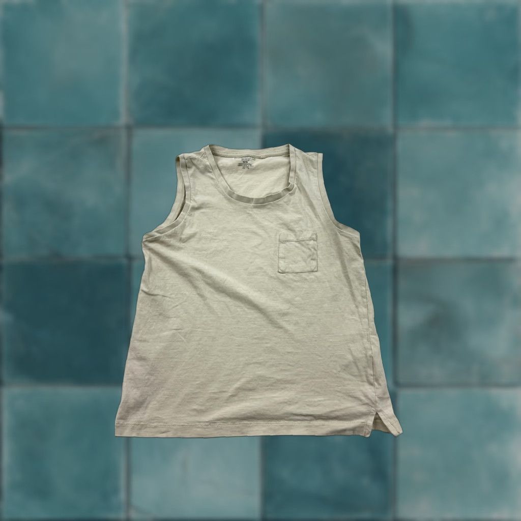 Silver Jeans Co. Silver Jeans Tank Top Shirt Mens M Beige Sleeveless Pocket 100% Cotton Tank Crew Neck Size M / US 6-8 / IT 42-44 - 1 Thumbnail