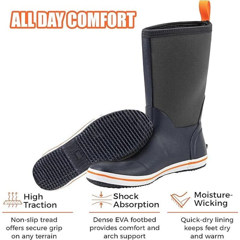 Other Ubon Size 12 Navy Blue Waterproof Rubber Rain Boots Size US 12 / EU 45 - 2 Thumbnail