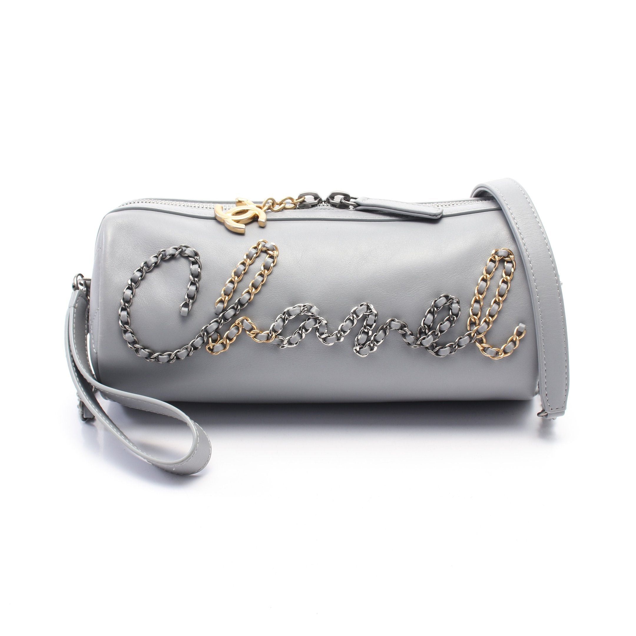 Chanel Chanel Chain Shoulder Bag Logo Leather Gray Silver Hardware Size ONE SIZE - 1 Thumbnail