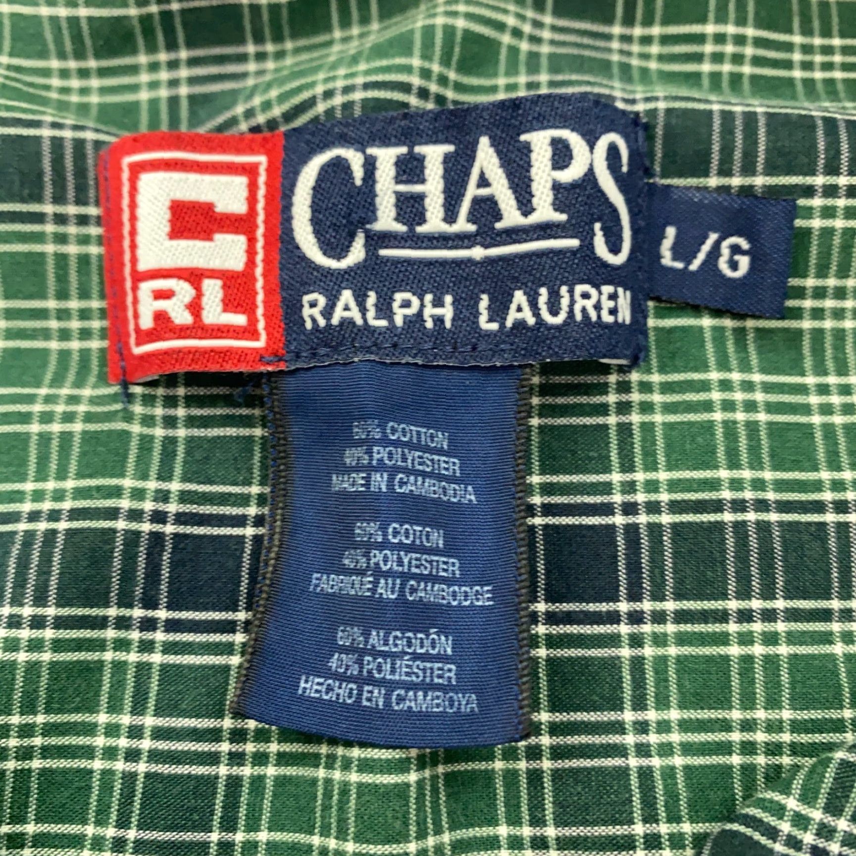 Ralph Lauren VINTAGE Chaps Ralph Lauren Shirt Men Large Green Plaid Button-Down Size US L / EU 52-54 / 3 - 4 Thumbnail
