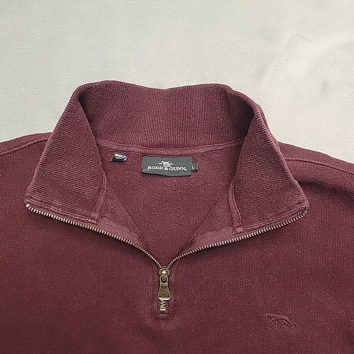 Rodd & Gunn Rodd & Gunn Sweater Mens Lare Maroon 1005 Cotton Long Sleeve 1/4 Zip Pullover Size US L / EU 52-54 / 3 - 3 Thumbnail