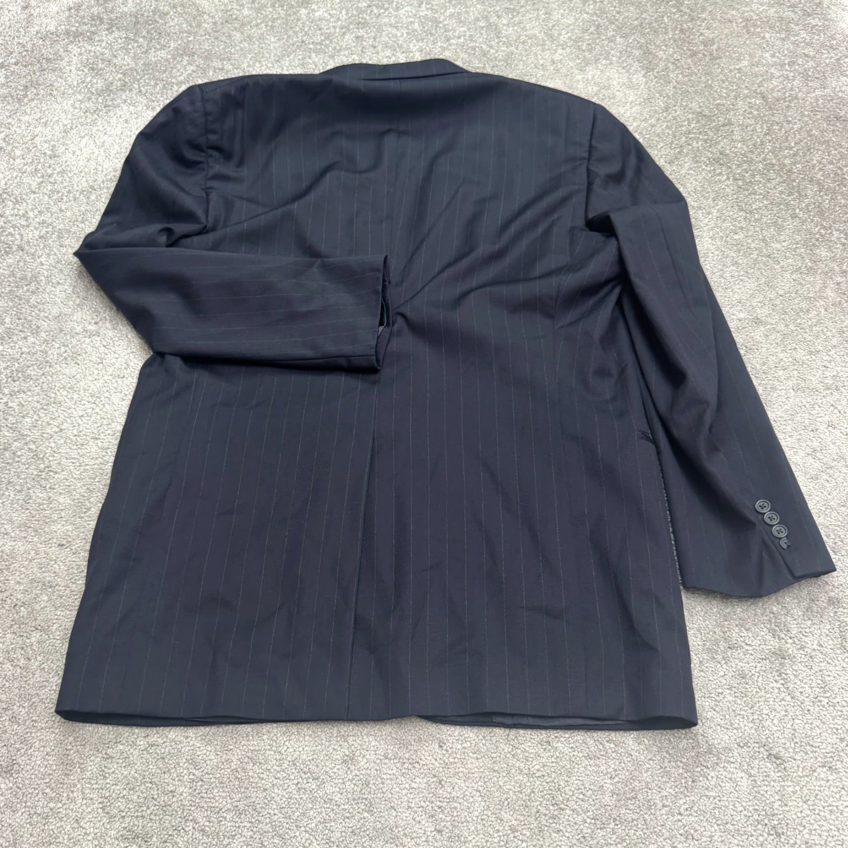 Hart Schaffner Marx Hart Schaffner Marx Blazer Single-Breasted Wool Navy Striped 46 XL Mens Jacket Front Two-Button Notch Lapel Classic Business Formal Blazer Size 46R - 2 Thumbnail