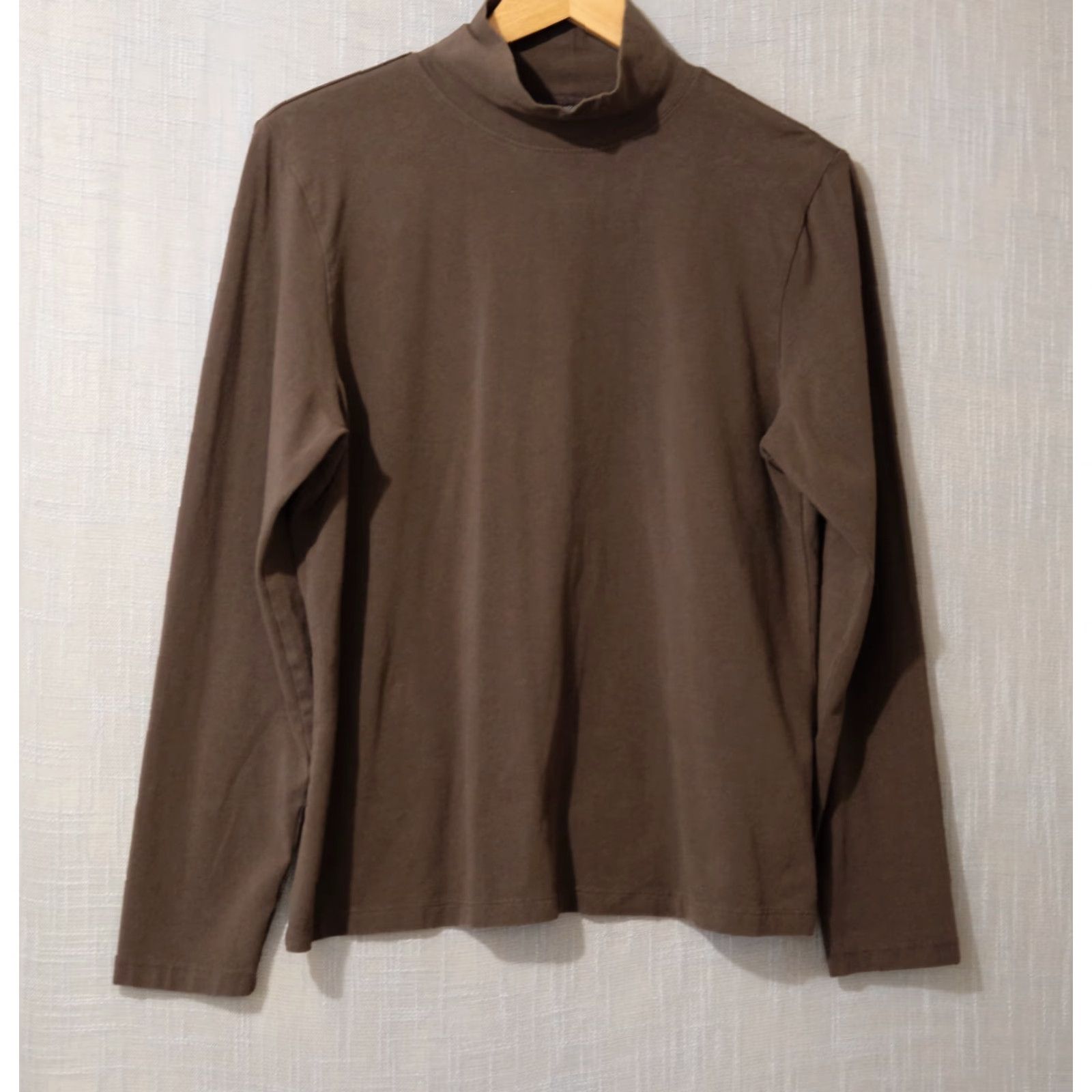 Vintage Skyr Brown Women's XL Mock Neck Pima Cotton Longsleeve Top Stretch Shirt Size XL / US 12-14 / IT 48-50 - 2 Thumbnail