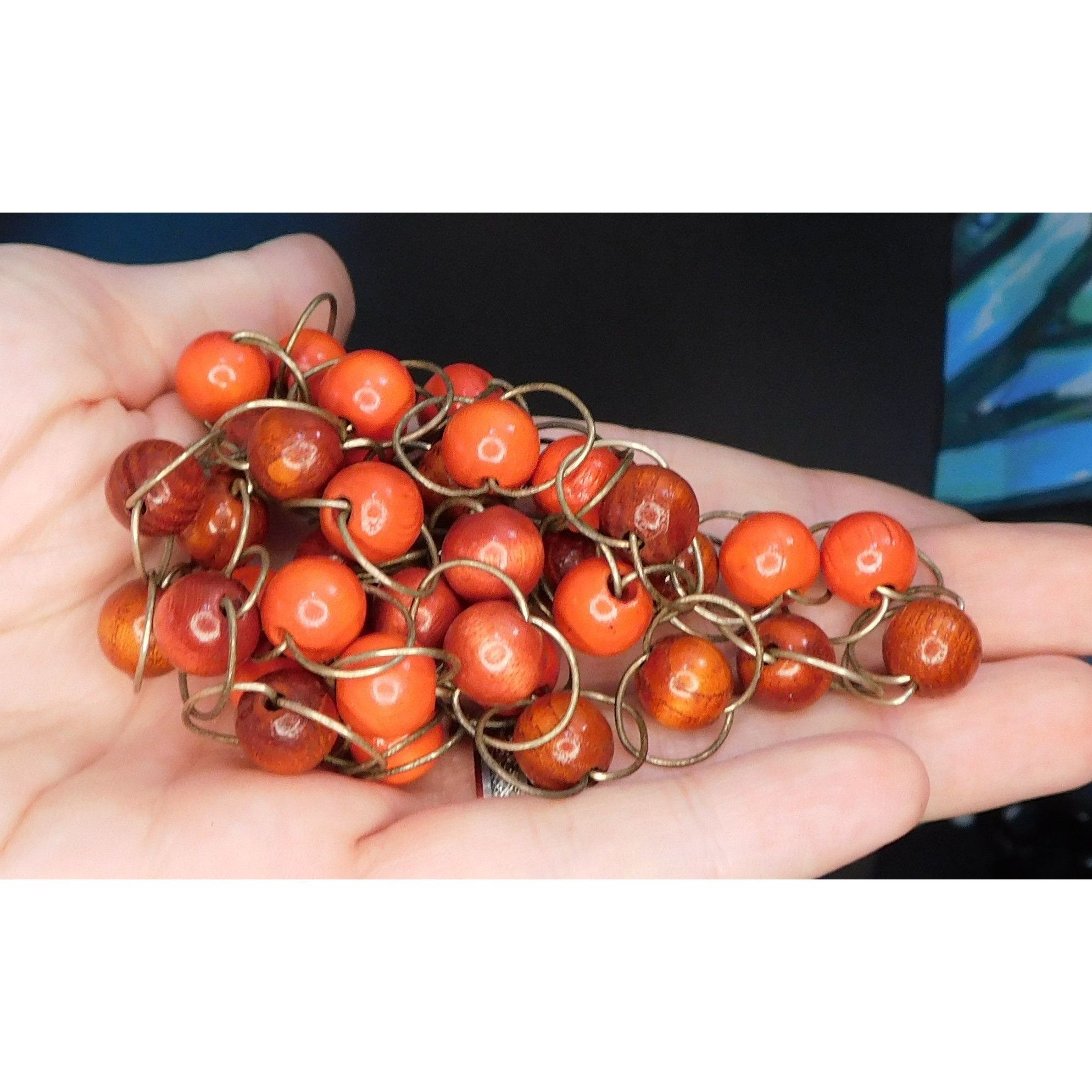 Other Rustic Wood Beaded Metal Loop Link Necklace Size ONE SIZE - 4 Thumbnail