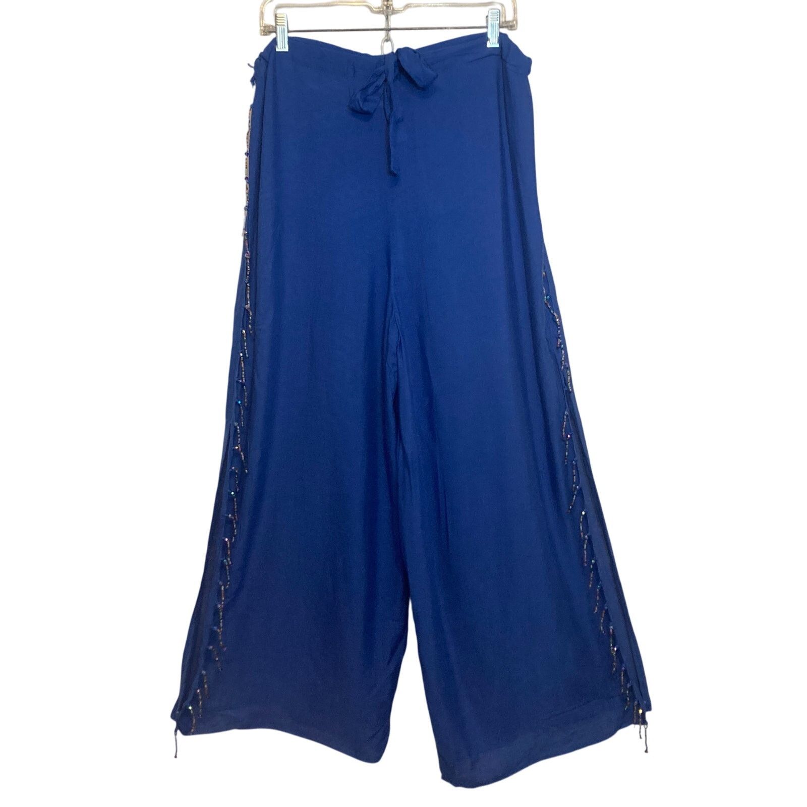 Other Pareos etc Royal Blue Beach High Rise Wide Leg Beaded Pants Size 34" / US 12 / IT 48 - 1 Thumbnail