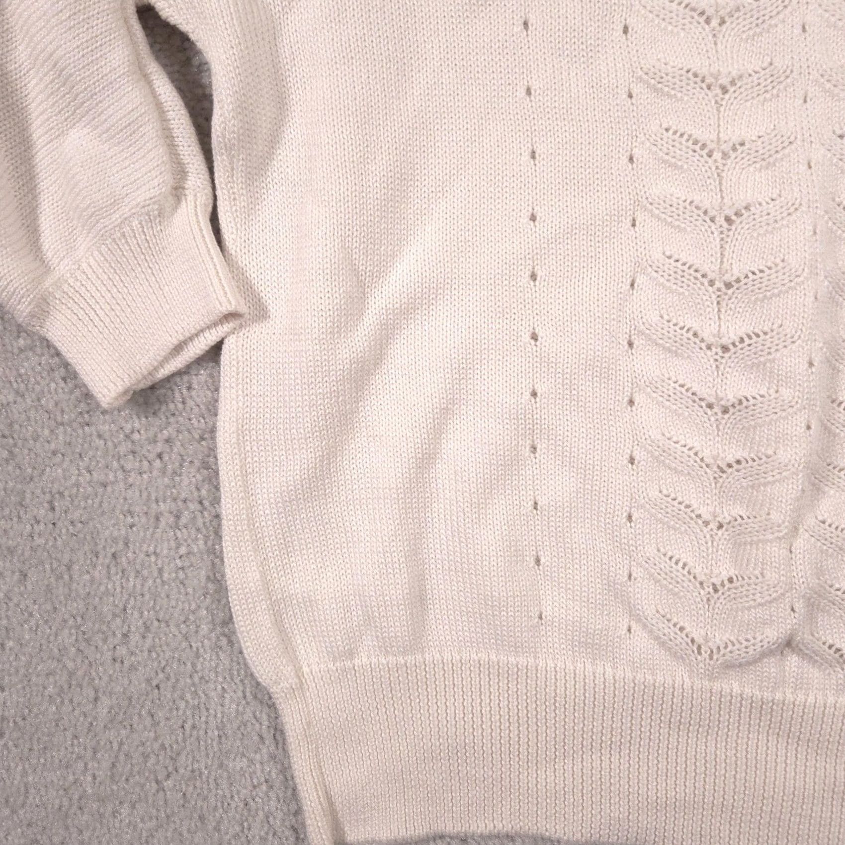 White House Black Market White House Black Market Sweater Womens Medium White Boat Neck 3/4 Sleeve Knit Size M / US 6-8 / IT 42-44 - 3 Thumbnail