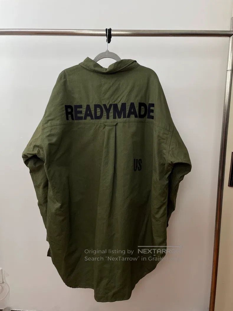 Ready Made Military Green Workwear Shirt Jacket, Back Larg