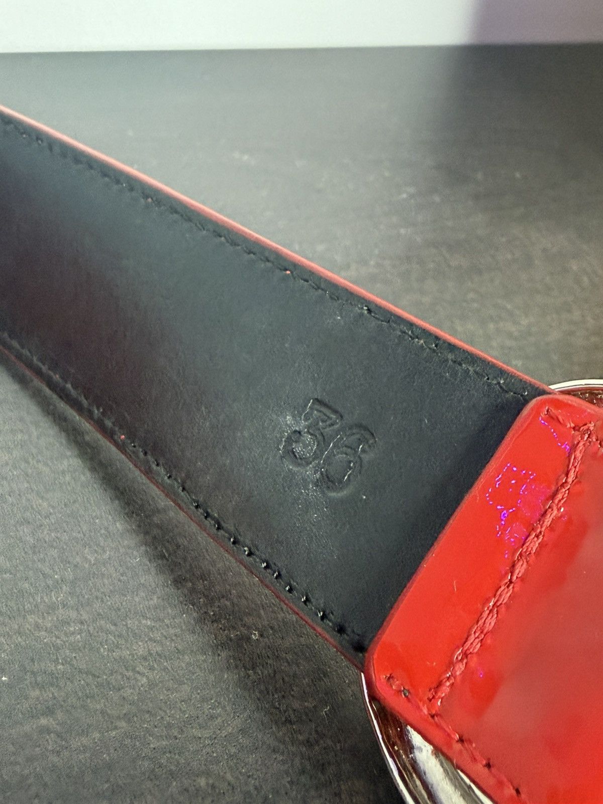 Chrome Hearts Chrome Hearts Patent Red Studded Gunslinger Belt Size 36 - 6 Thumbnail