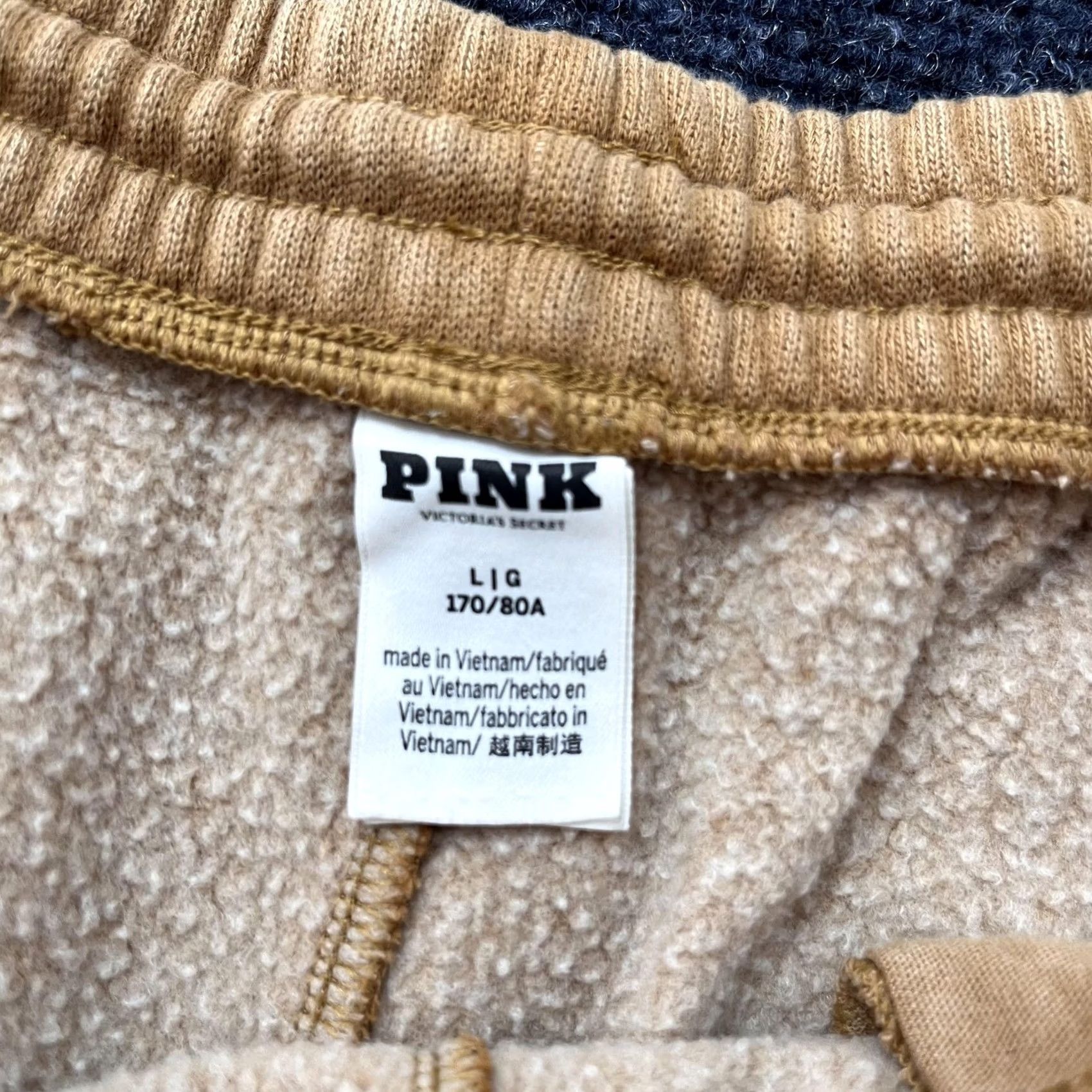 Vintage PINK Victoria's Secret Fleece Sweat Shorts Womens Large Beige Lounge Casual Size 36" / US 14 / IT 50 - 3 Thumbnail