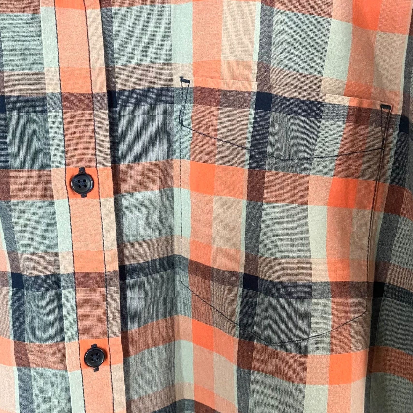 Prana prAna Bryner Sport Shirt Gray/Orange Plaid Men's XL Short-Sleeve Button-Up Size US XL / EU 56 / 4 - 7 Thumbnail