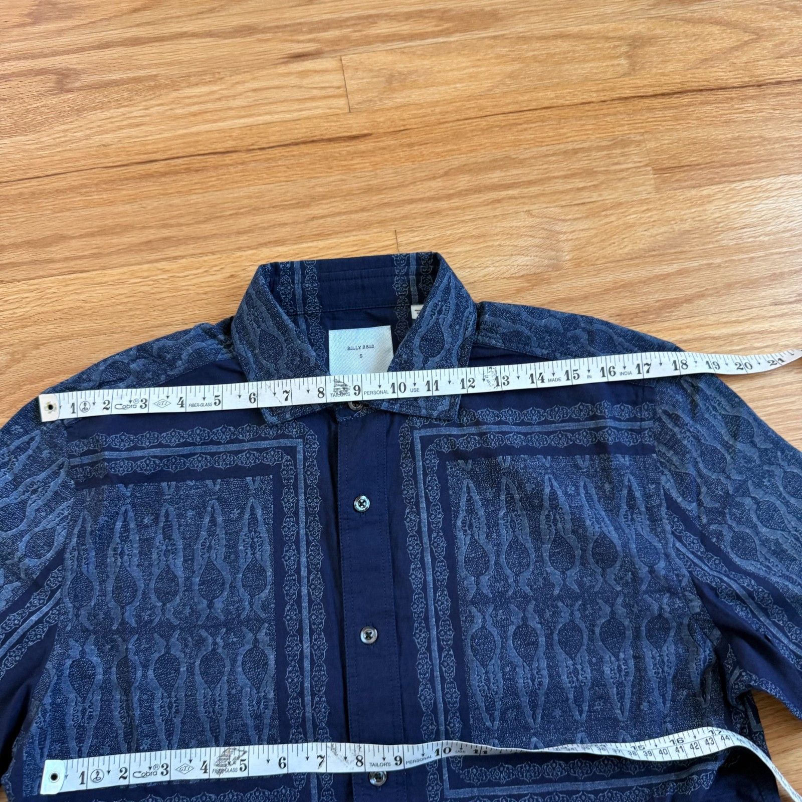 Billy Reid Billy Reid Blue Indigo Treme Block Short Sleeve Shirt Size US S / EU 44-46 / 1 - 3 Thumbnail
