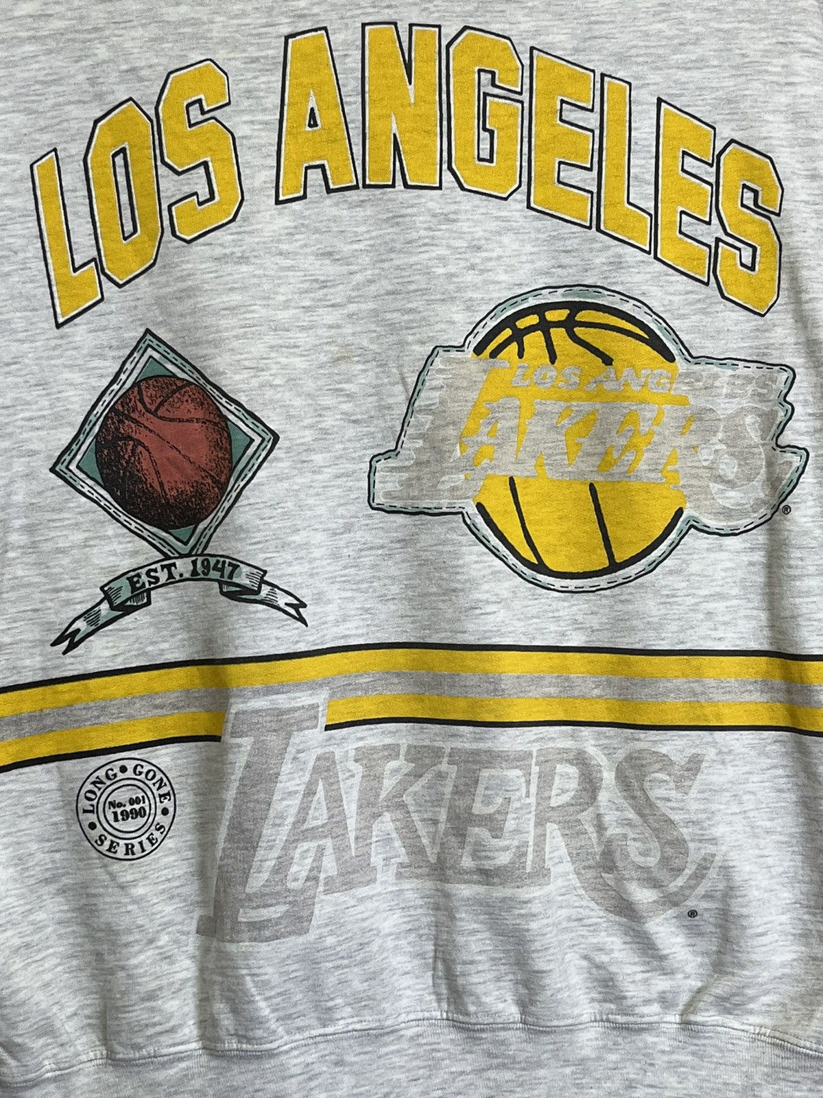 NBA VINTAGE 90s LOS ANGELES LAKERS LONG GONE FADED SWEATSHIRT Size US XL / EU 56 / 4 - 4 Thumbnail