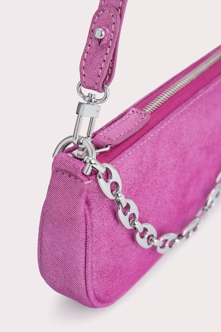 By Far o1mle1224 Size : OS/Jeans Lame Leather Mini Bag in Pink Size ONE SIZE - 5 Thumbnail