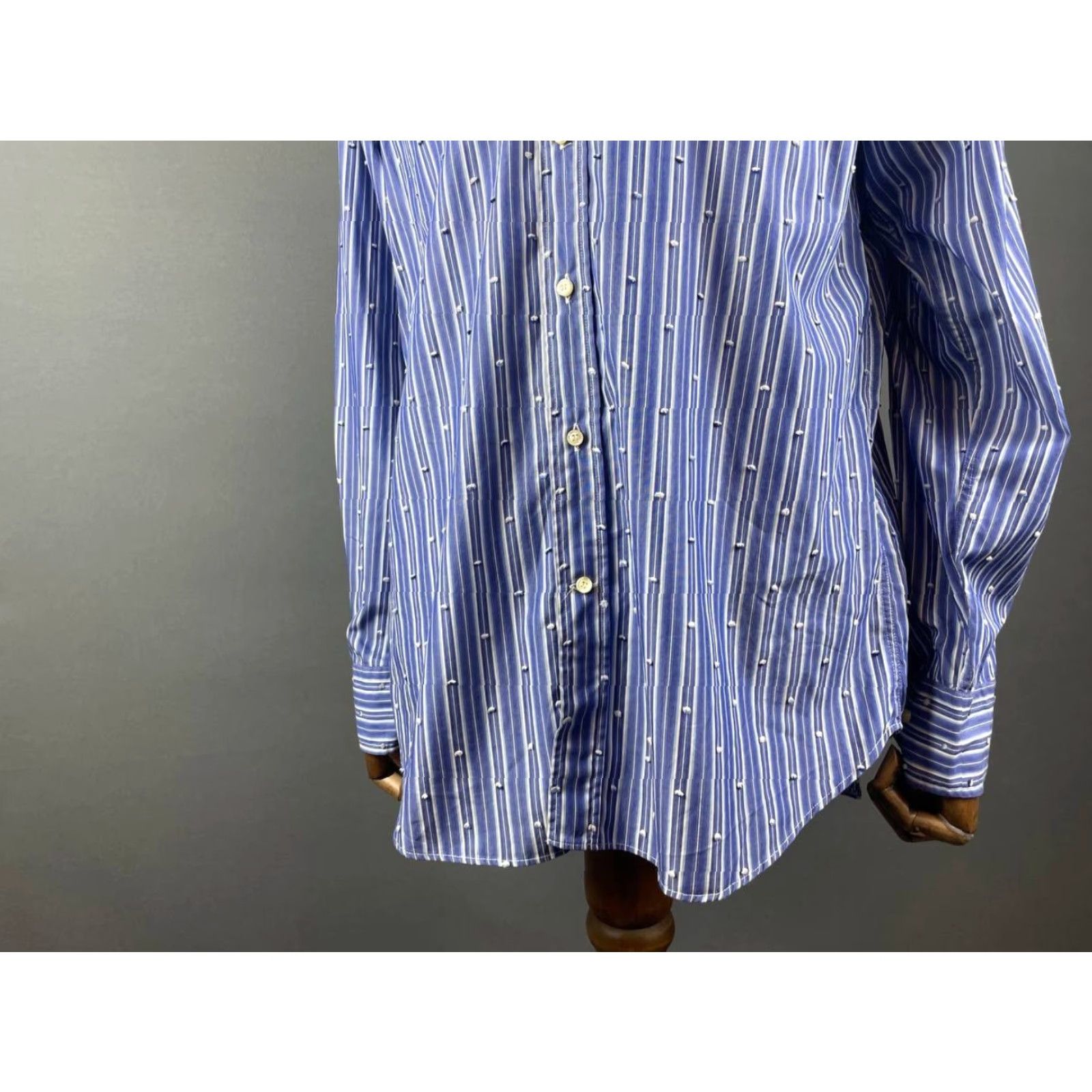 Etro ETRO Milano Mens Button-Up Shirt XL Blue Pinstripe Paisley Print Long Sleeve Size US XL / EU 56 / 4 - 4 Thumbnail