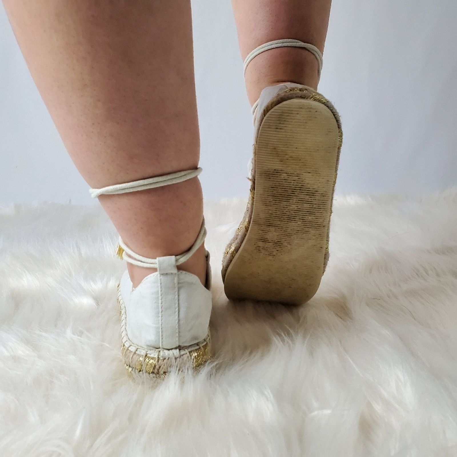 American Eagle Outfitters American Eagle White Espadrille Platform Gladiator Sandals Size US 7.5 / IT 37.5 - 6 Thumbnail