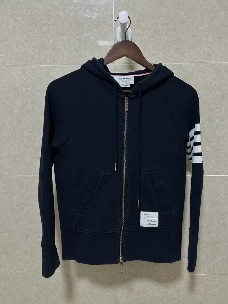 Thom Browne Thom Browne Size 1Classic four-stripe Blue Sweater Coat 250 Size US S / EU 44-46 / 1 - 1 Thumbnail