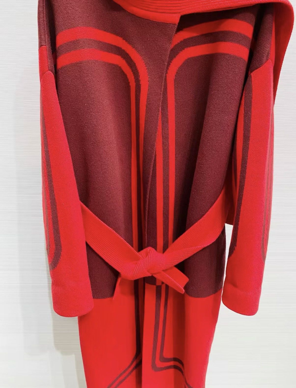 Hermes Hermès Classic Red Cashmere Long Knit Coat J33 Size XS / US 0-2 / IT 36-38 - 3 Thumbnail