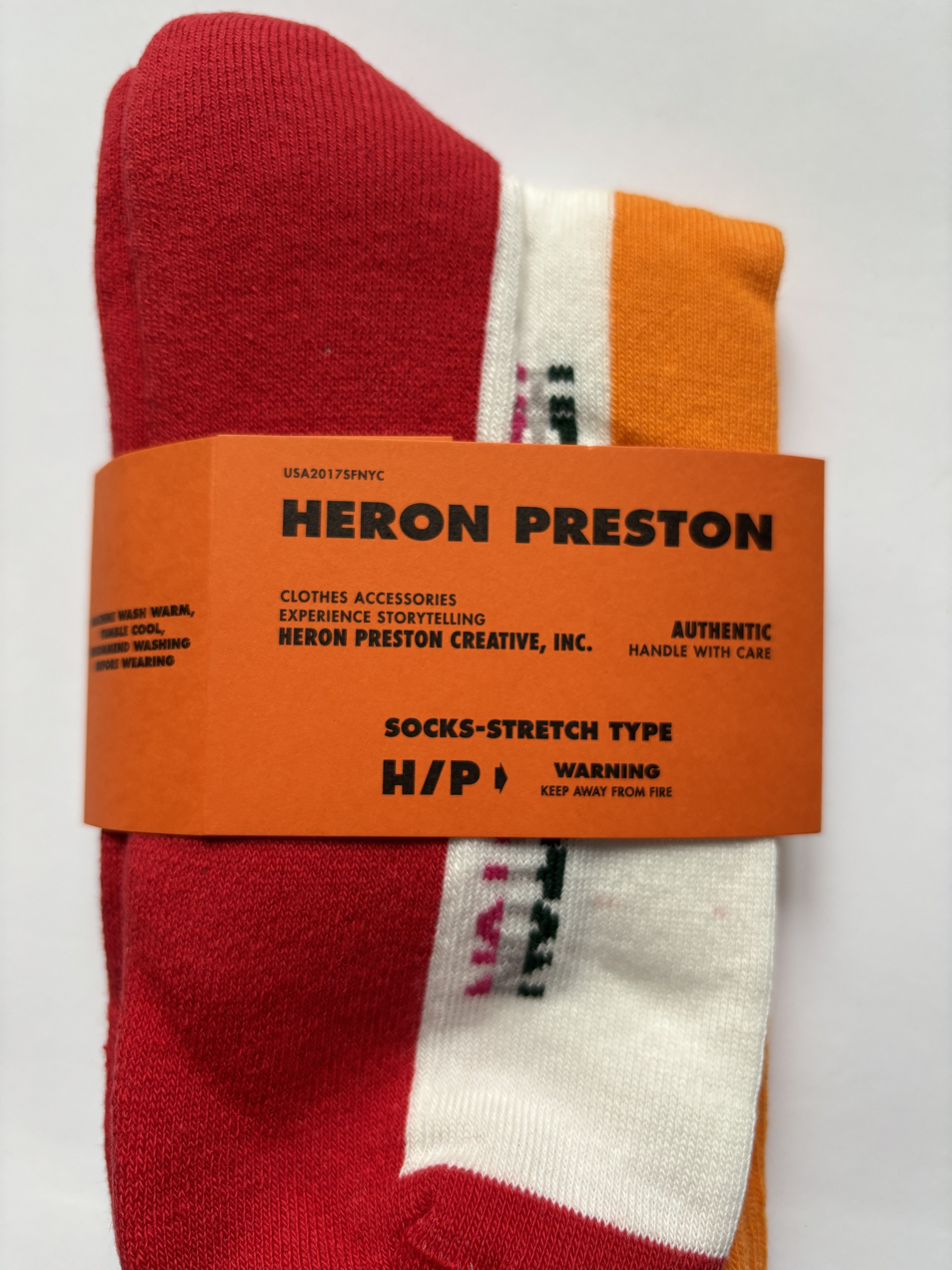 Heron Preston ⚡️QUICK SALE⚡️Heron Preston Red, White and Orange Socks Size ONE SIZE - 2 Thumbnail