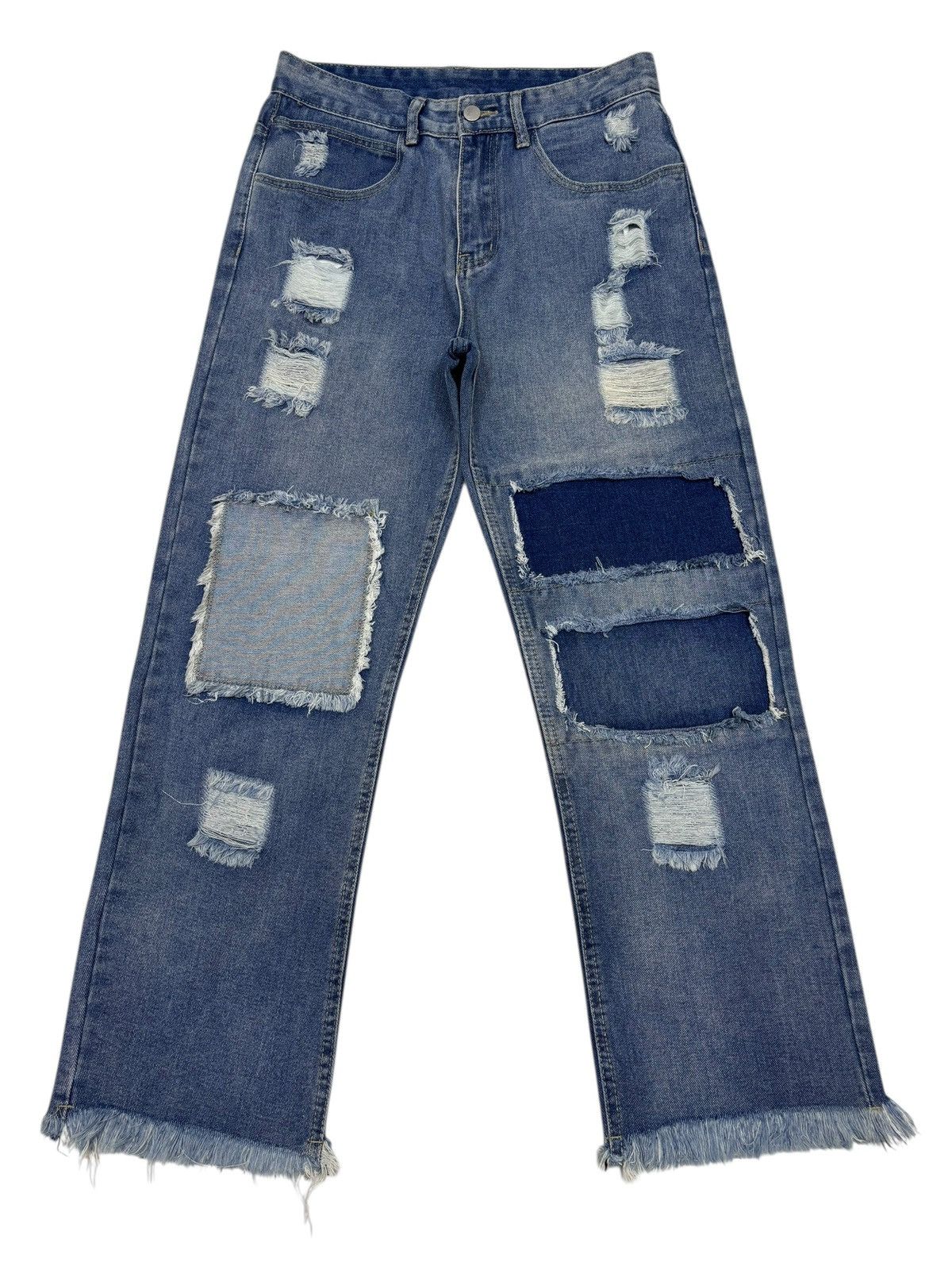 Kapital SHEIN Kapital Patchwork Tapered Leg Distressed Denim Size 30" / US 8 / IT 44 - 1 Thumbnail