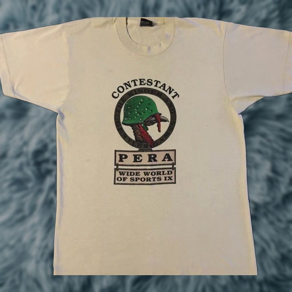 Vintage VINTAGE Kinder & Gentler Games Faded Shirt L Army Military 90s 80s Graphic Tee Mens Beige Single Stitch Short Sleeve Crew Neck B9 Size US L / EU 52-54 / 3 - 1 Thumbnail