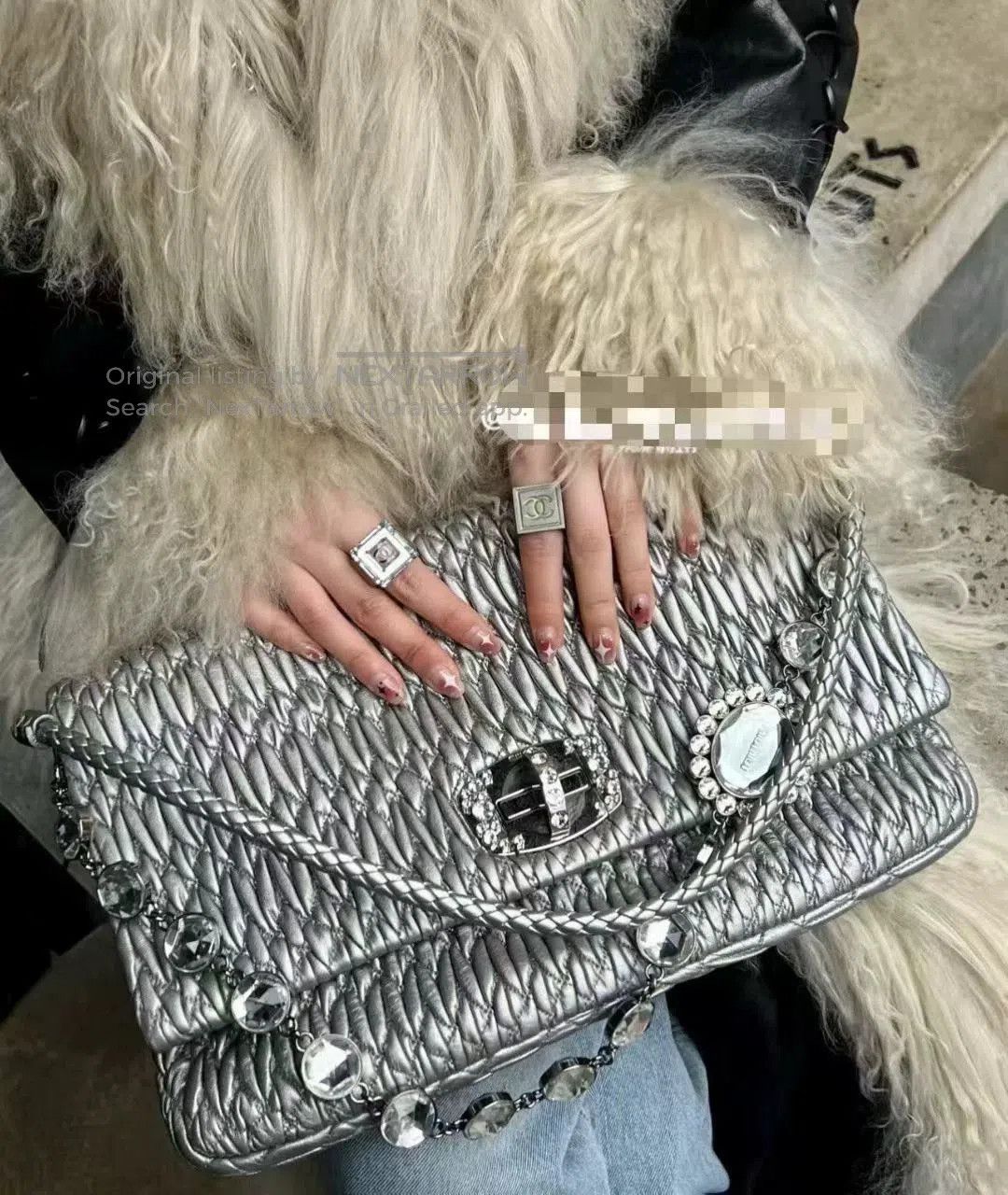 Miu Miu Miu Miu Crystal Embellished Silver Bag 99 New M821/ Size ONE SIZE - 9 Thumbnail