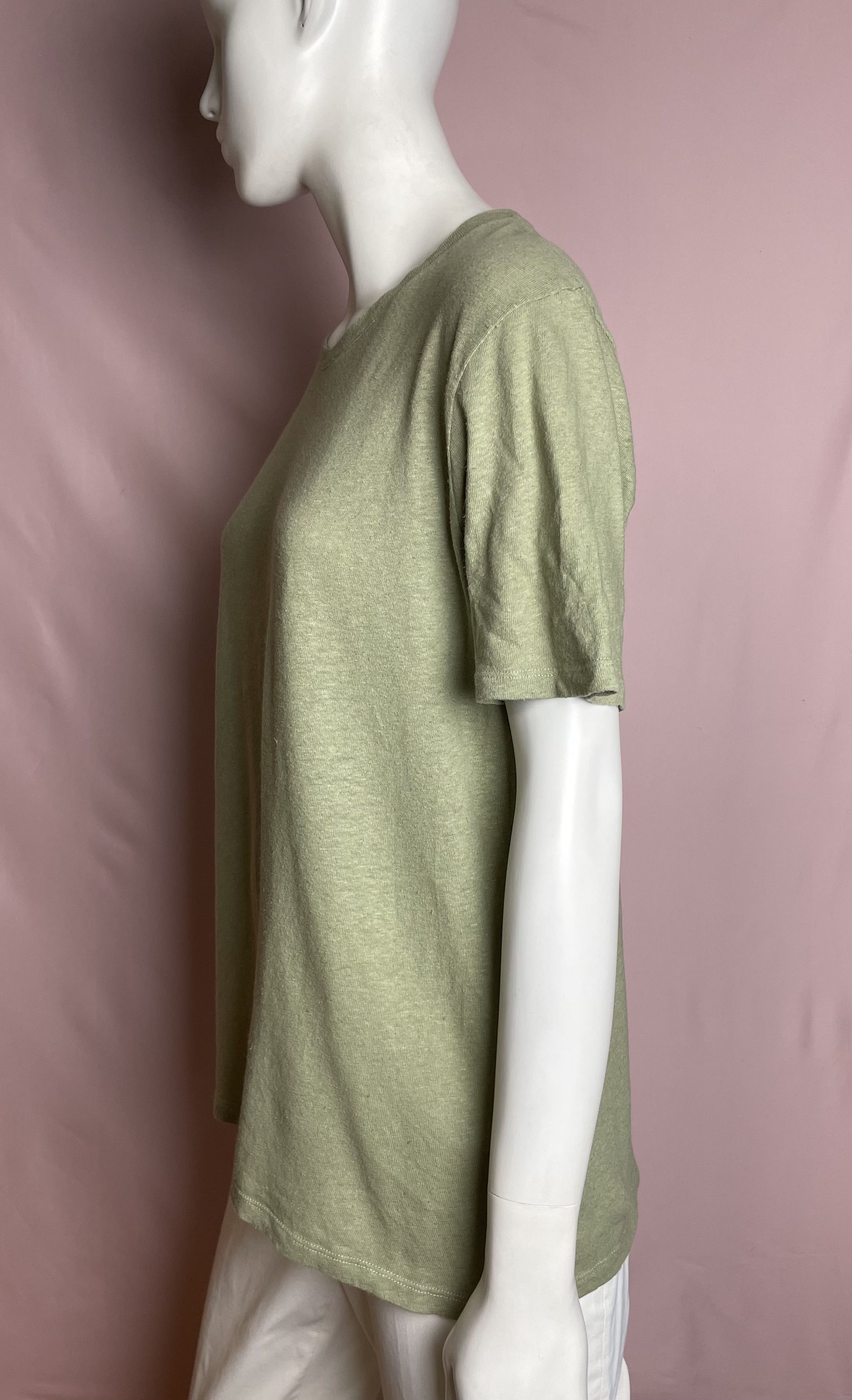Sezane SEZANE Martha Khaki Cotton Linen T-shirt Size M / US 6-8 / IT 42-44 - 6 Thumbnail