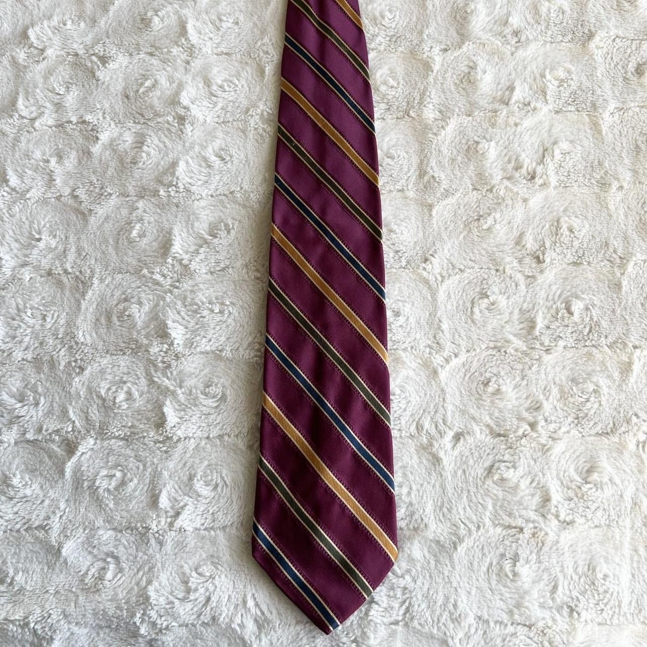Jos. A. Bank Vintage Jos A Bank Necktie Men Purple Silk Regimental Stripe Size ONE SIZE - 4 Thumbnail