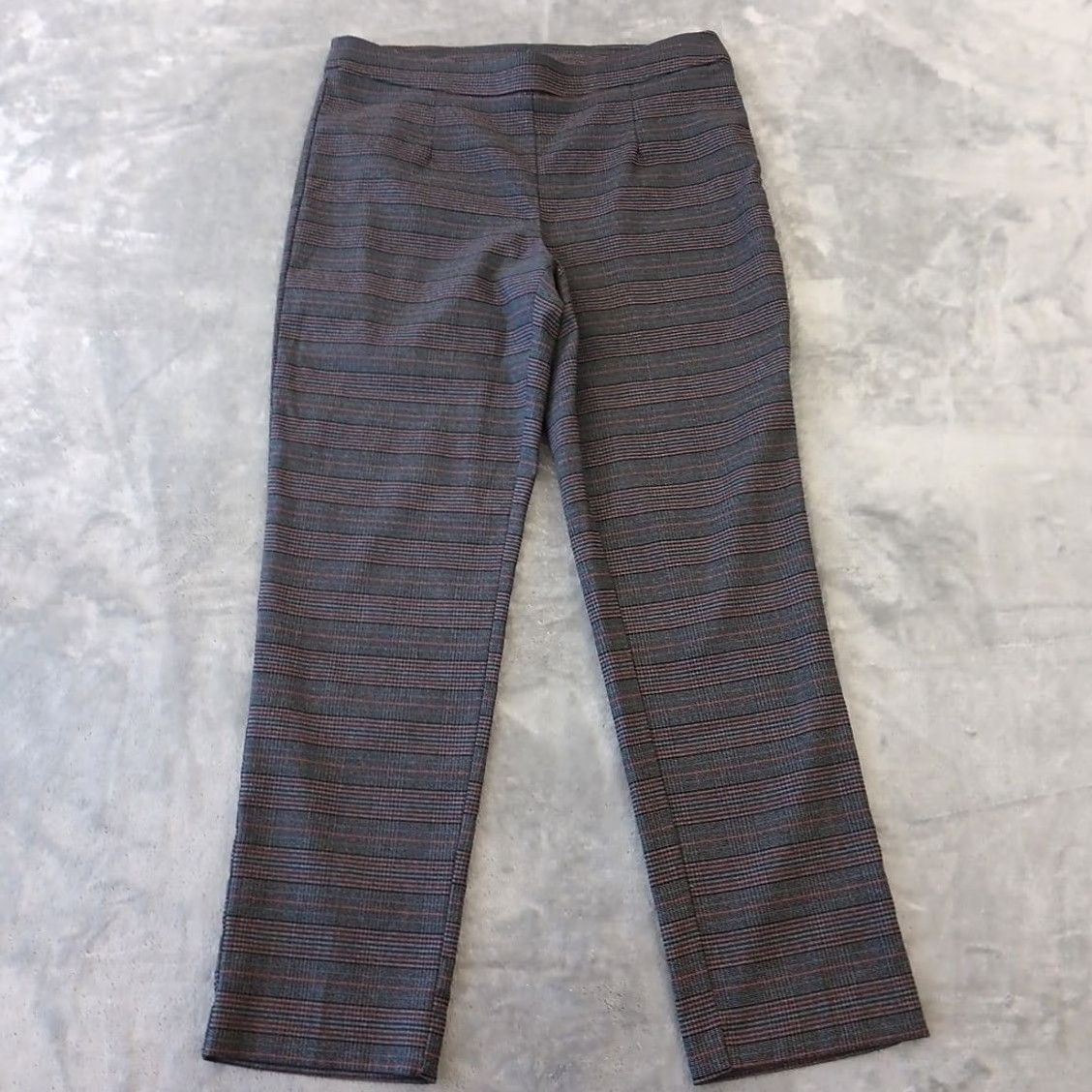 Vintage Briggs New York Dress Pants Womens Large Gray Pink Plaid Pull On Stretch 34x29 High Rise Size 36" / US 14 / IT 50 - 2 Thumbnail