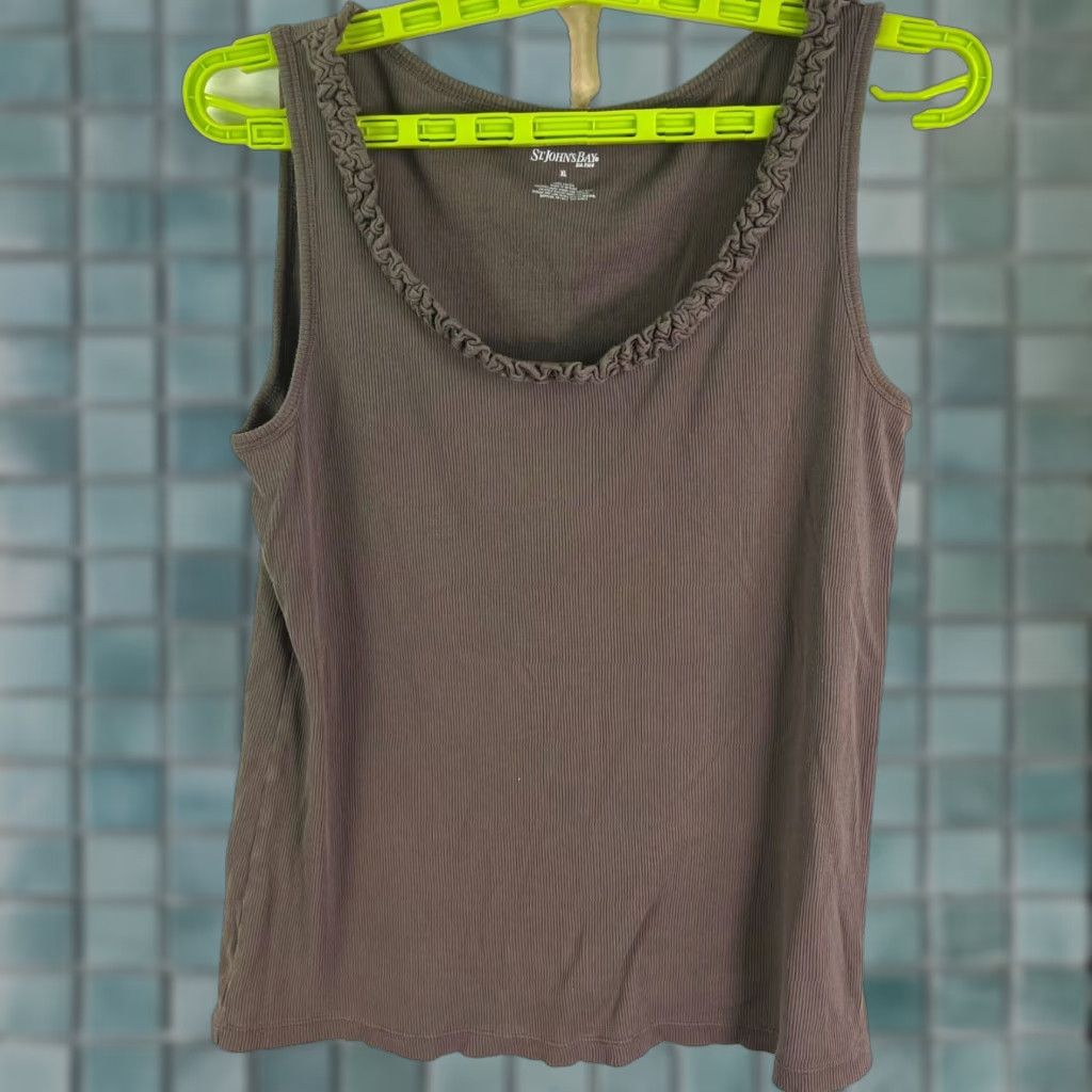 Vintage VINTAGE St. John's Bay Tank Top Women XL Brown Sleeveless Cotton Casual Summer Size XL / US 12-14 / IT 48-50 - 1 Thumbnail