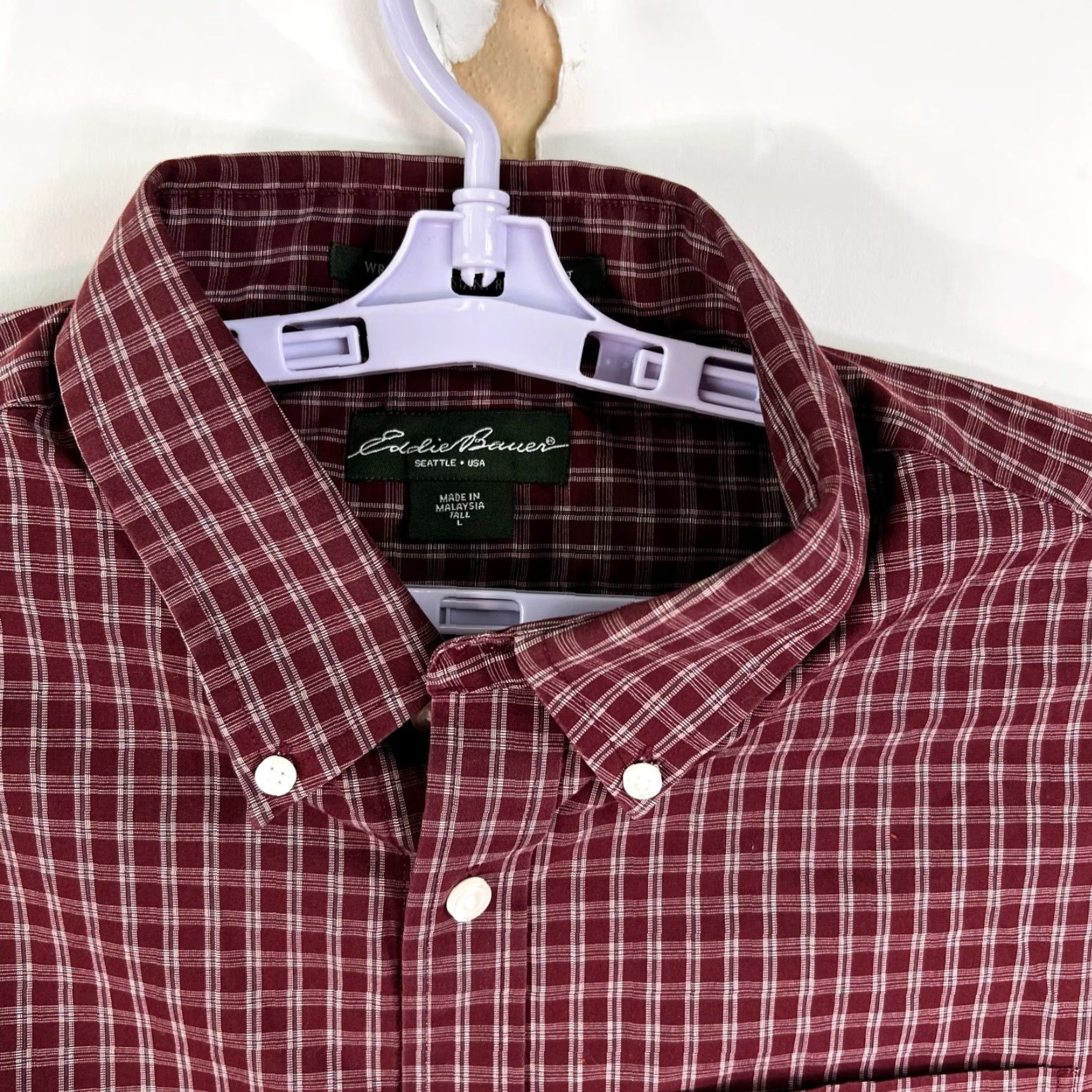 Eddie Bauer Eddie Bauer Button Down Shirt Mens LT Maroon Long Sleeve Check Size US L / EU 52-54 / 3 - 3 Thumbnail