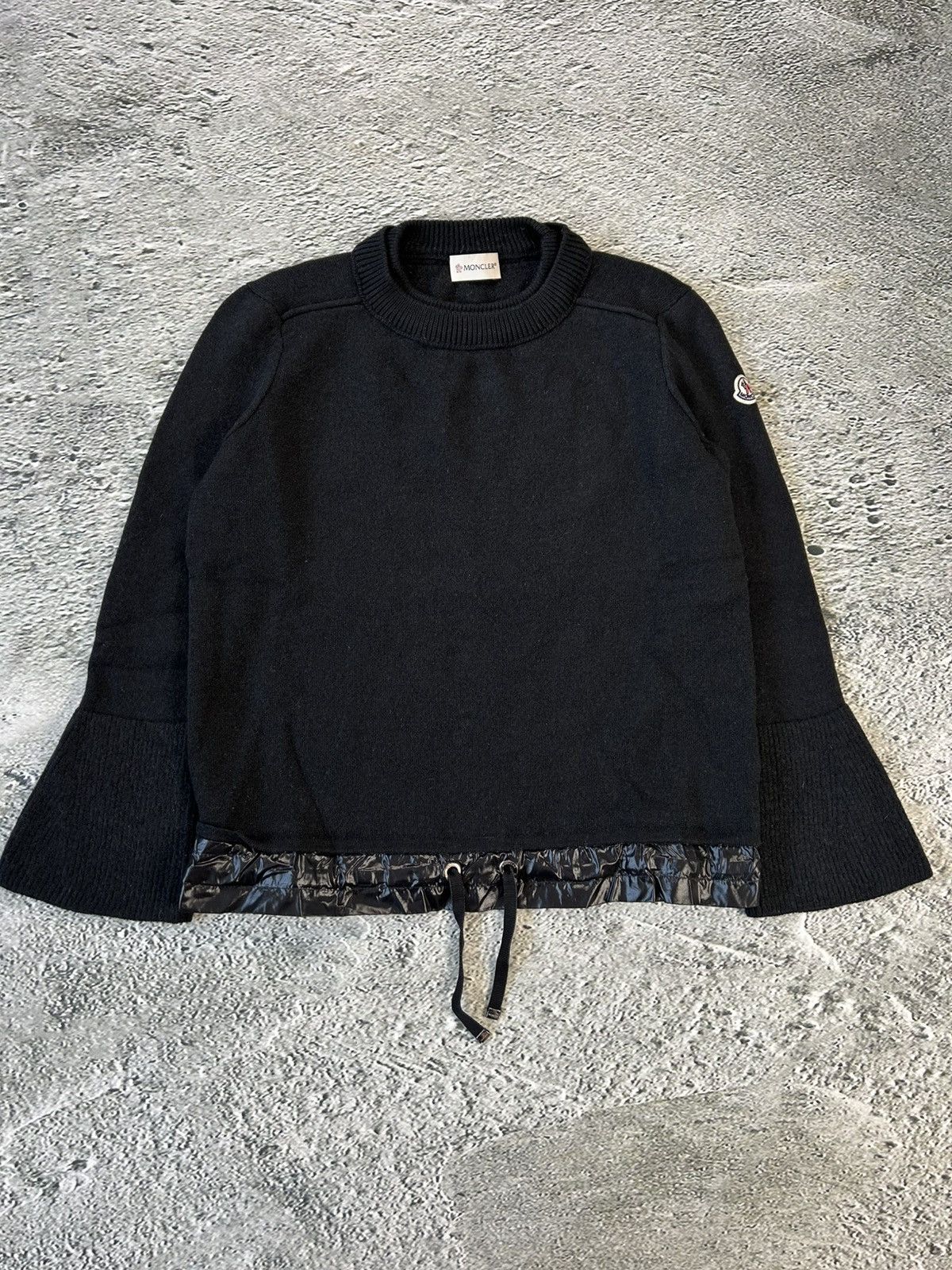 Moncler Moncler black sweater knit flared nylon hem shiny Size M / US 6-8 / IT 42-44 - 1 Thumbnail