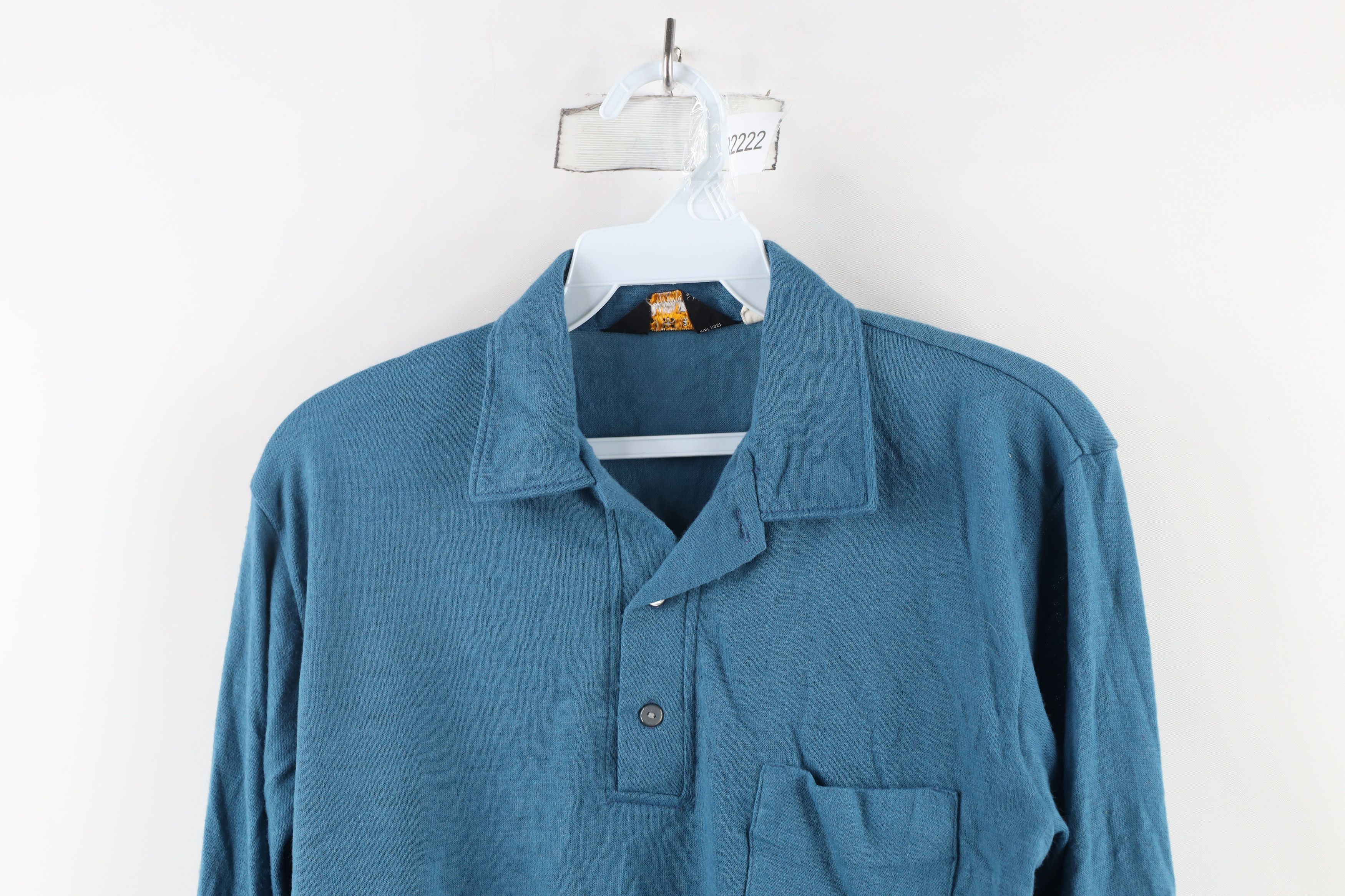 Vintage Vintage 60s 70s Streetwear Knit Long Sleeve Polo Blue USA Size US M / EU 48-50 / 2 - 2 Thumbnail