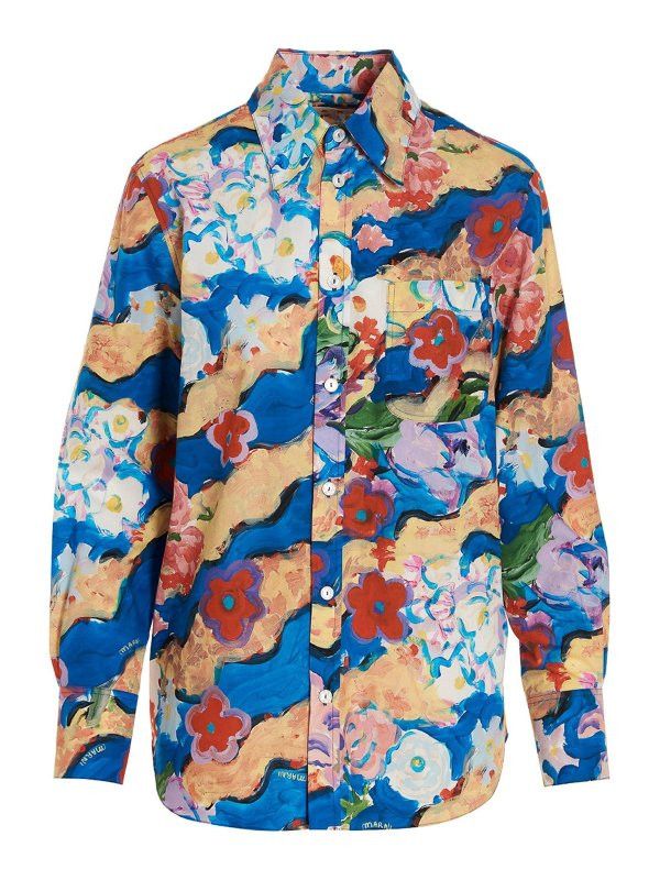 Marni o1y1125 Floral Shirt in Multicolor Size S / US 4 / IT 40 - 1 Thumbnail