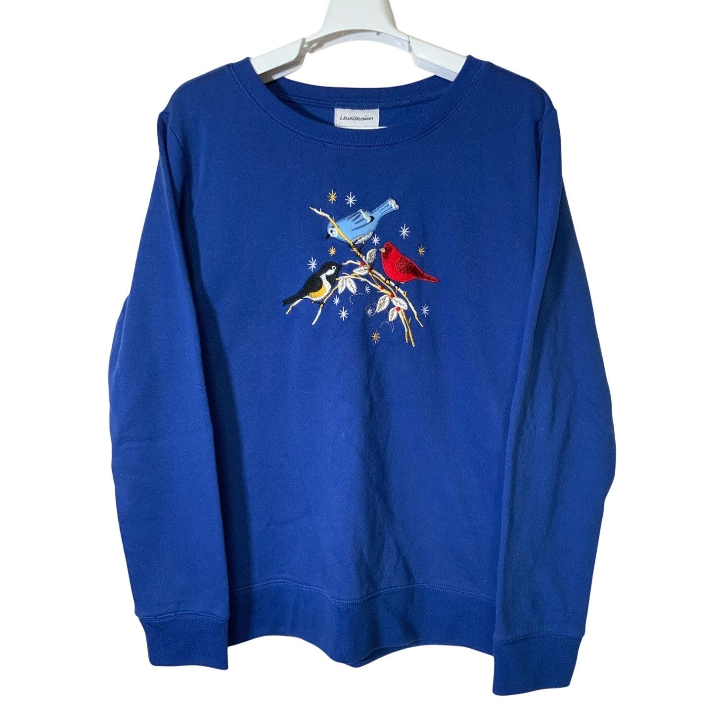 Unknown London IB Diffusion Bird Embroidered Blue Women's Sweater Size L Size L / US 10 / IT 46 - 1 Thumbnail