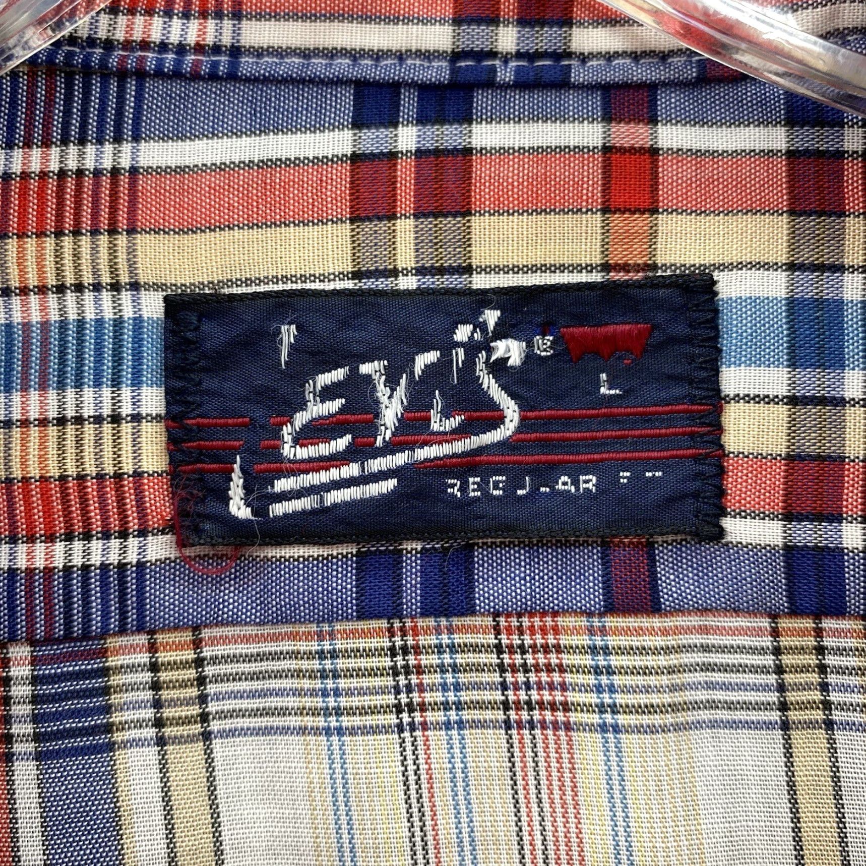 Levi's VINTAGE Levi's Shirt Large White Blue Plaid Regular Fit Button-Down Western Men Size US L / EU 52-54 / 3 - 6 Thumbnail