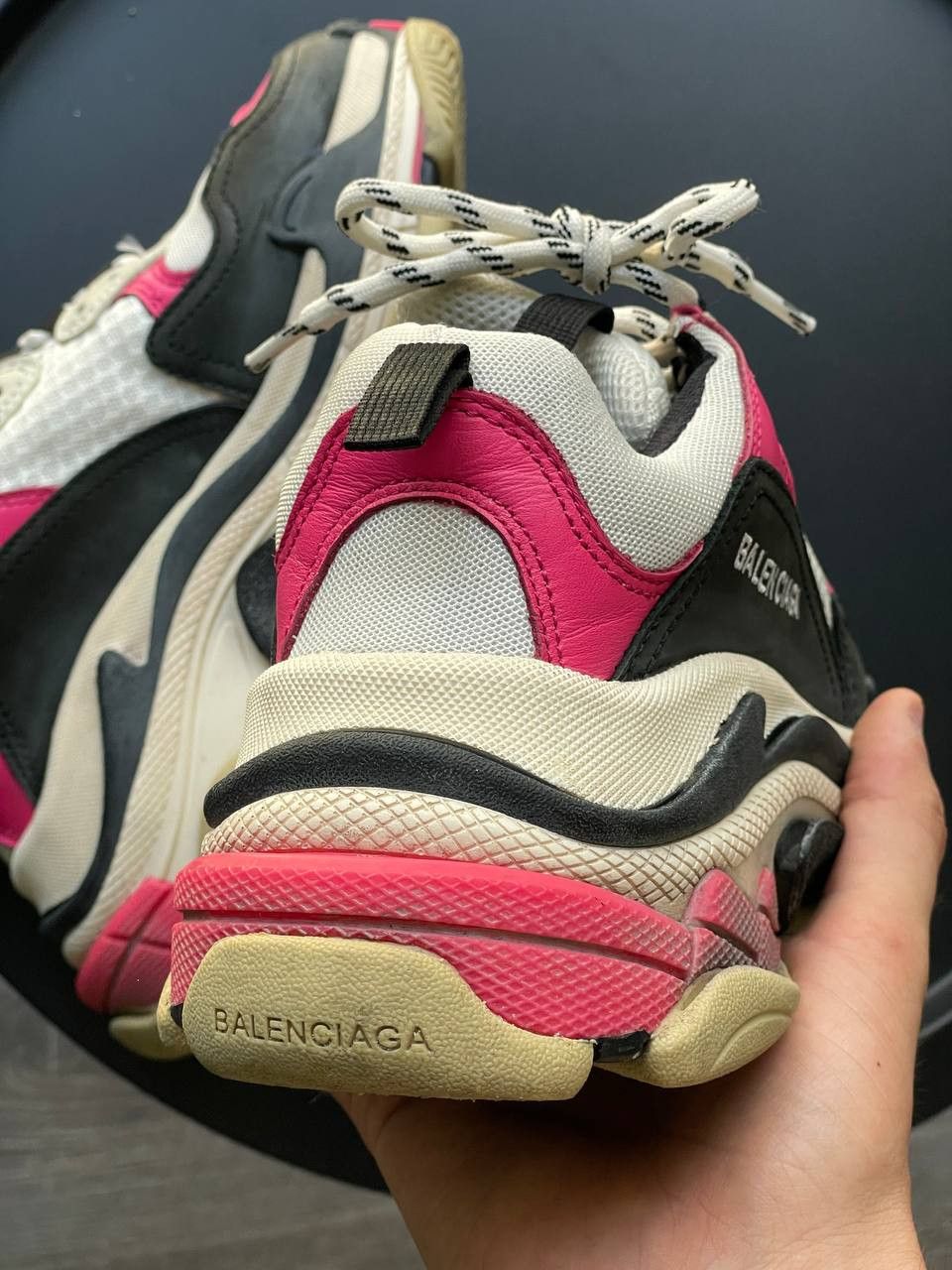Balenciaga Balenciaga Triple S Black\White\Pink Cunky Sneakers Size US 7 / IT 37 - 14 Thumbnail