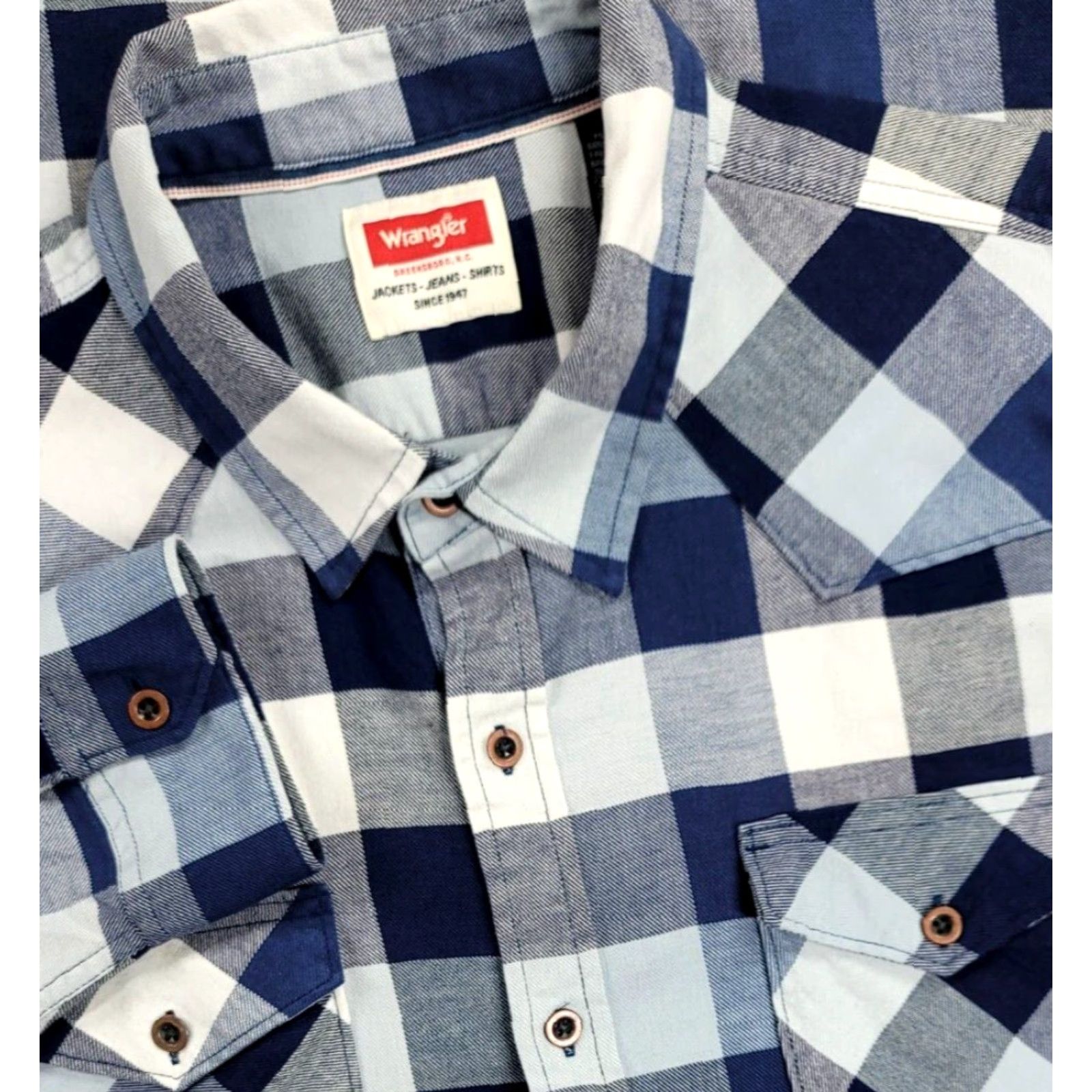 Wrangler Wrangler Shirt Men’s XL Blue White Cowboy Western Flannel Work Shirt Long Sleeve Size US XL / EU 56 / 4 - 2 Thumbnail